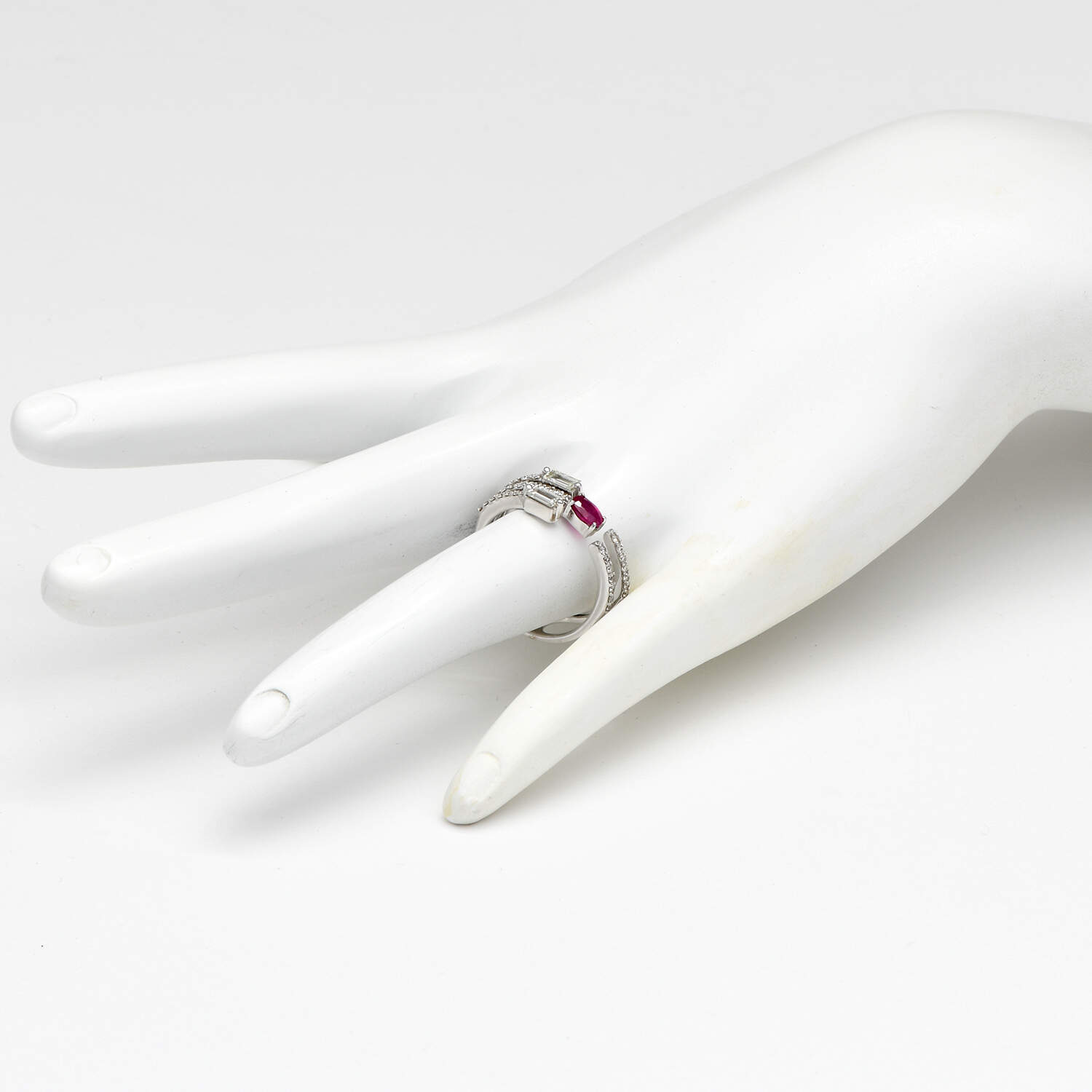 14KW Multi Diamond(0.80) & Ruby(0.20) Open Ring-5