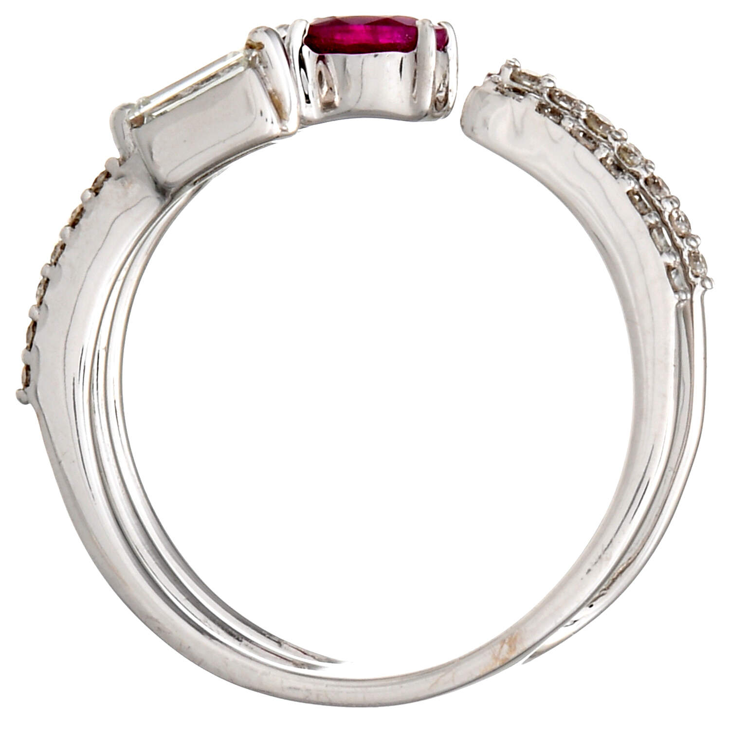 14KW Multi Diamond(0.80) & Ruby(0.20) Open Ring-4