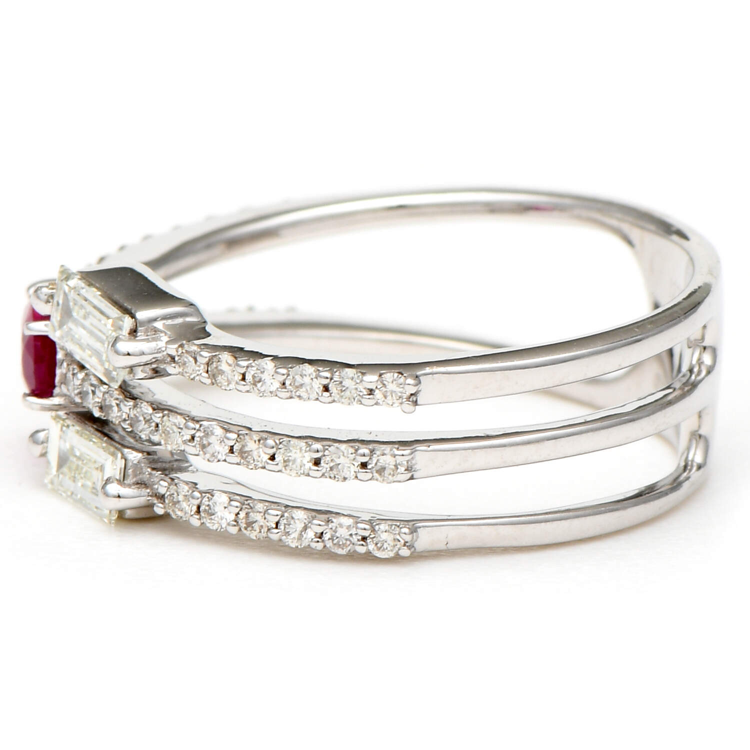 14KW Multi Diamond(0.80) & Ruby(0.20) Open Ring-3