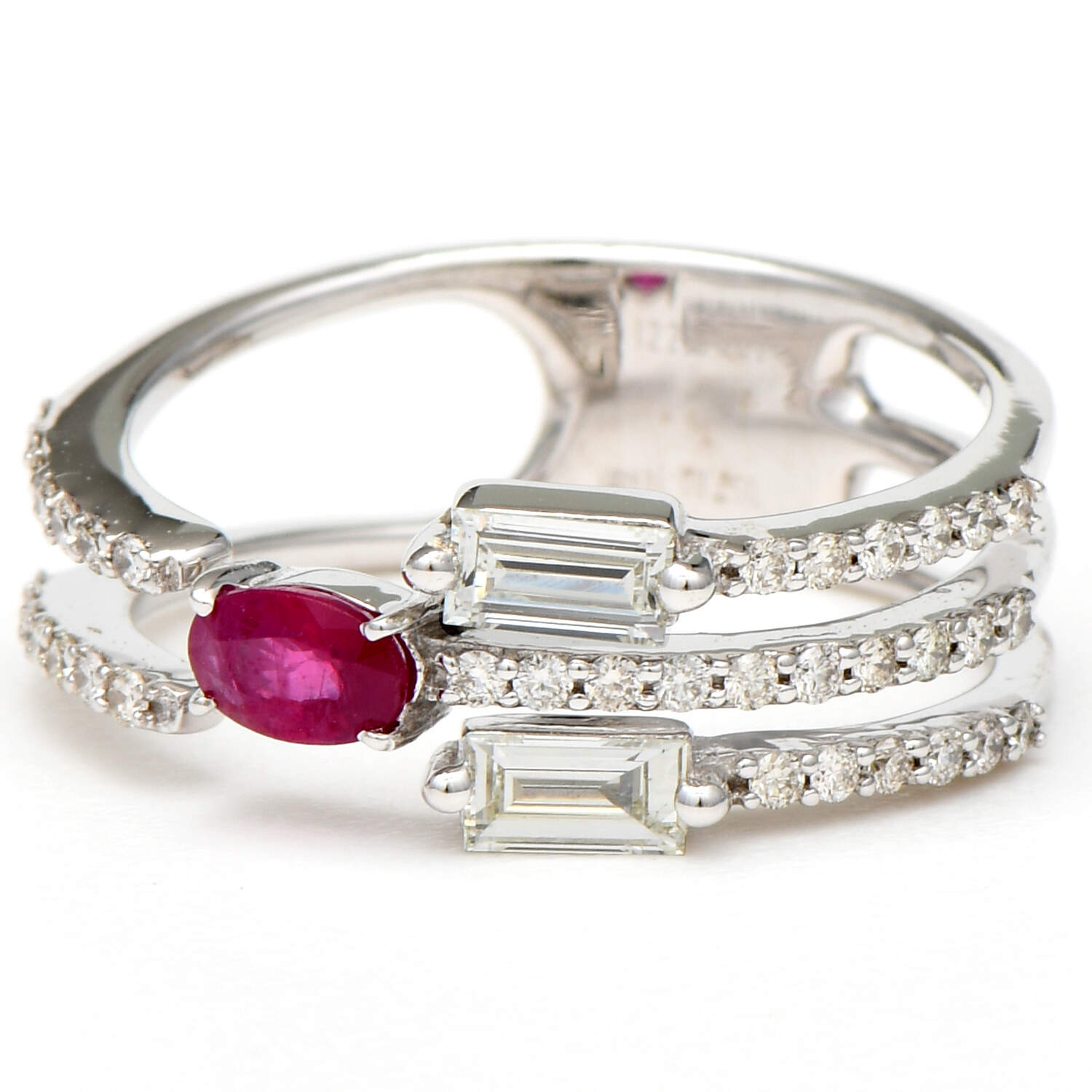 14KW Multi Diamond(0.80) & Ruby(0.20) Open Ring-1