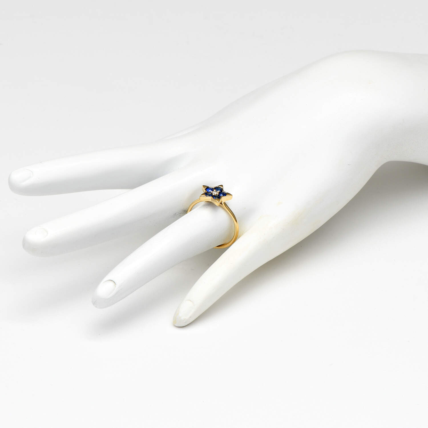 14KY Sapphire(0.70) & Diamond(0.03) Accent Star Ring-5