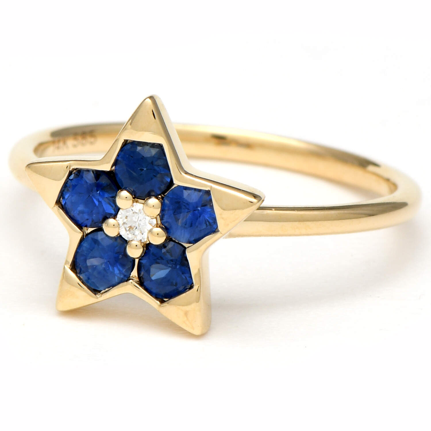 14KY Sapphire(0.70) & Diamond(0.03) Accent Star Ring-1