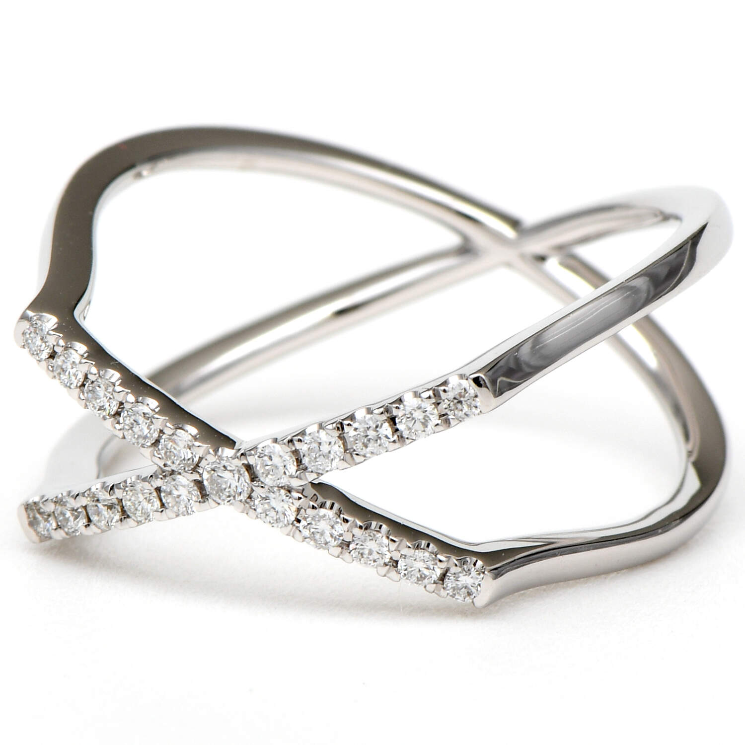 14KW Diamond(0.17) ''X" Band Ring-1