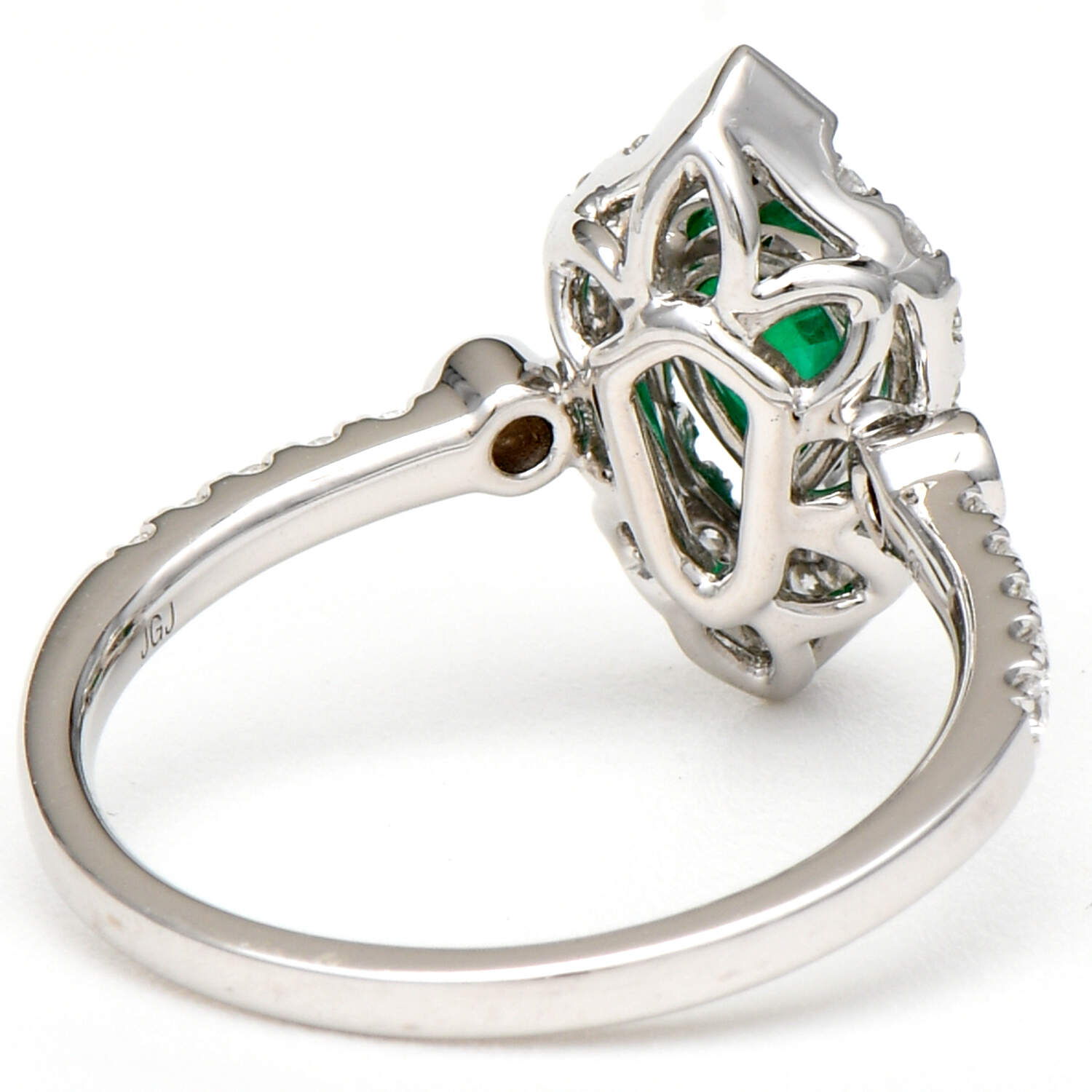 18KW Emerald(0.66) & Diamond(0.32) Halo Ring-2