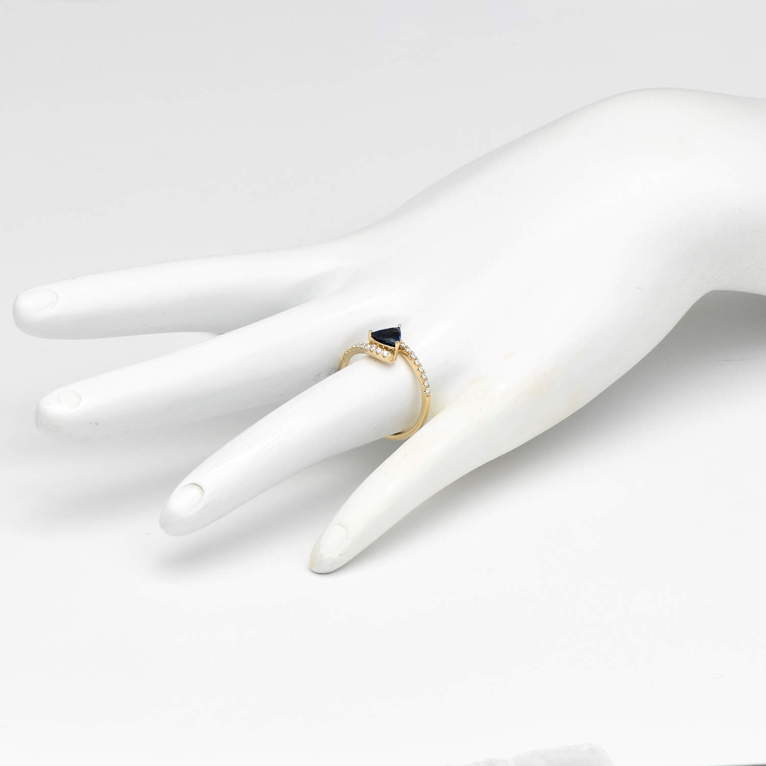 14KY Sapphire(0.78) & Diamond(0.19) Bypass Ring-5