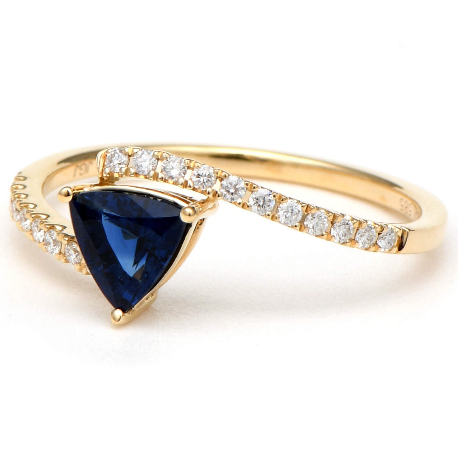 14KY Sapphire(0.78) & Diamond(0.19) Bypass Ring-1