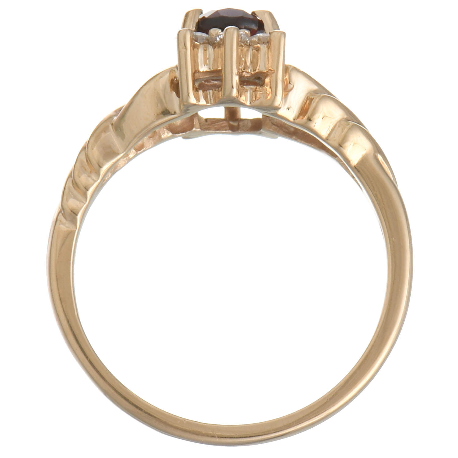 14KY Rhodolite Garnet(0.90) & Diamond(0.12) Open Heart Ring-4