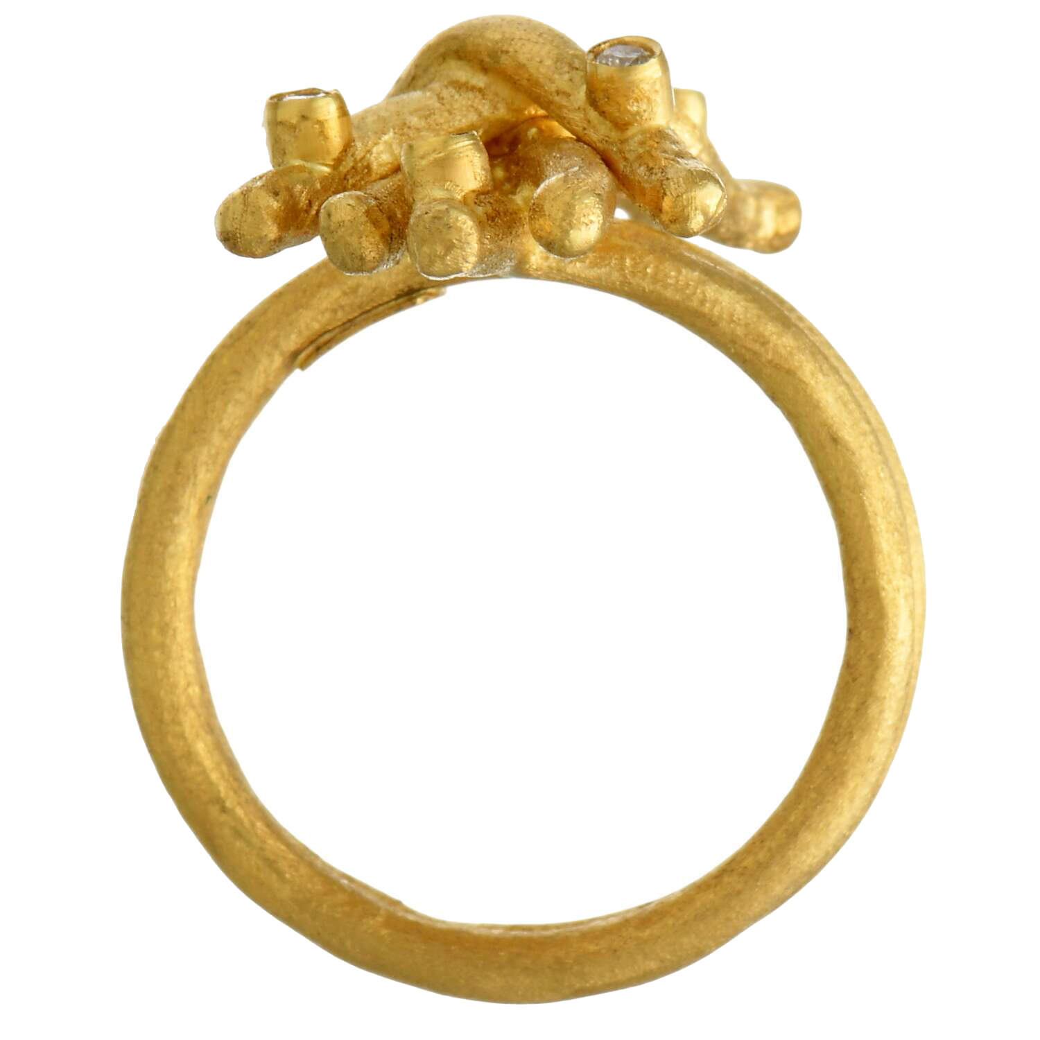 18KY Giorgo Damaskos Textured Diamond(0.10) Coral Shape Ring-2