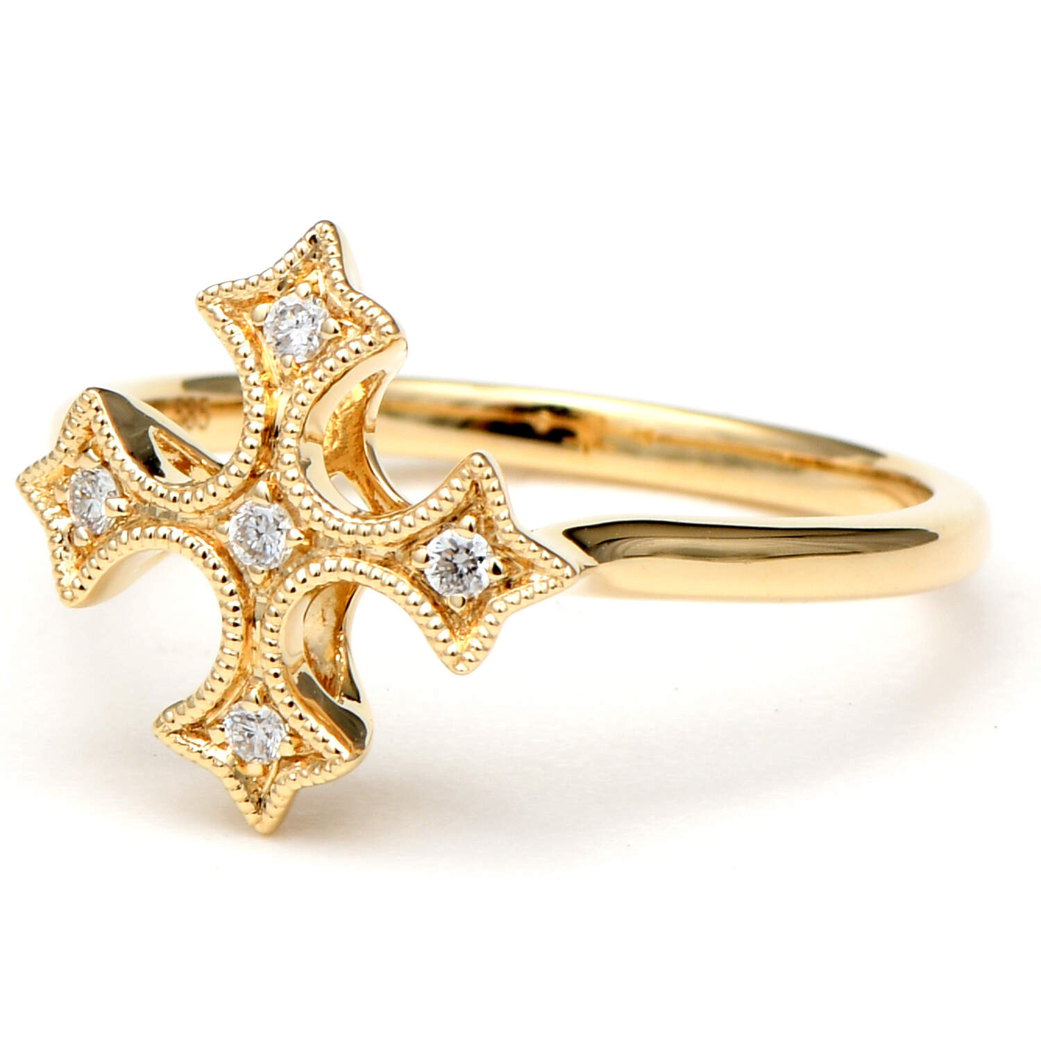 14KY Diamond(0.06) Patonce Cross Ring-1