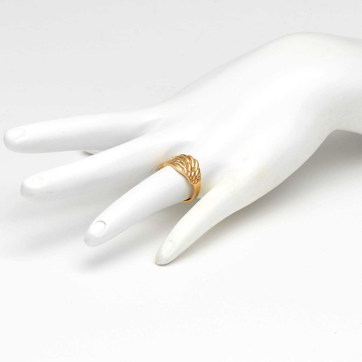 18KY Embossed Angel Wings Band Ring-5