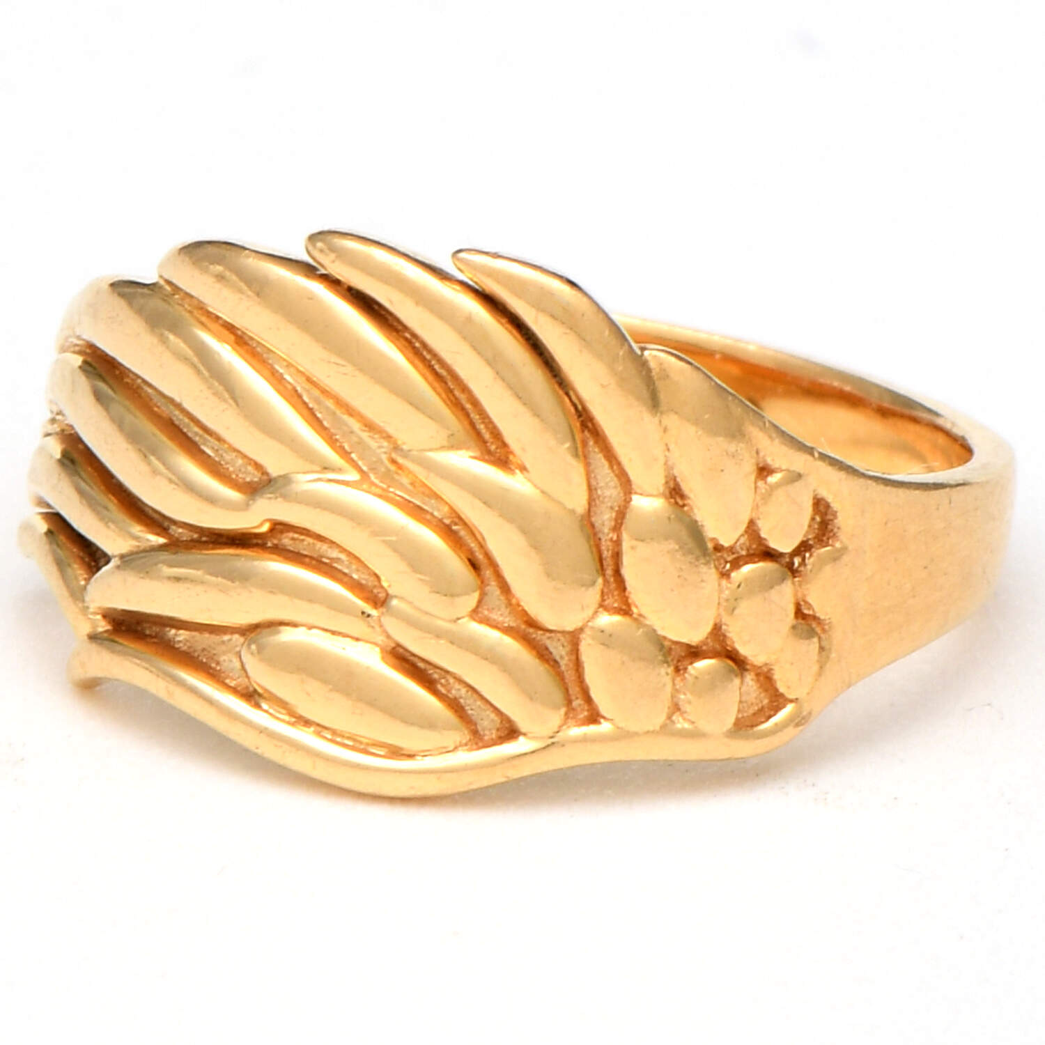 18KY Embossed Angel Wings Band Ring-1