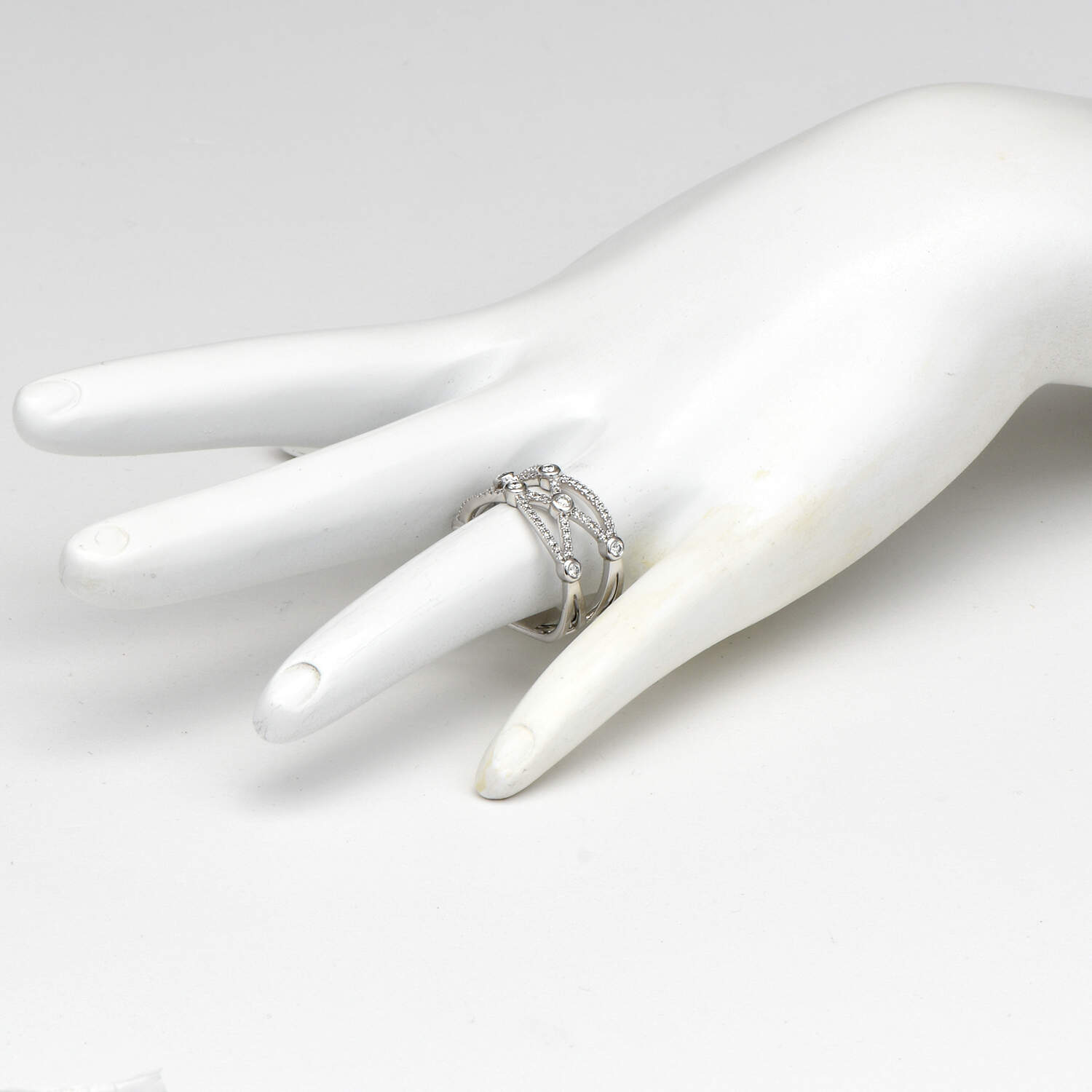 14KW Pave Diamond(0.34) Lattice Band Ring-5