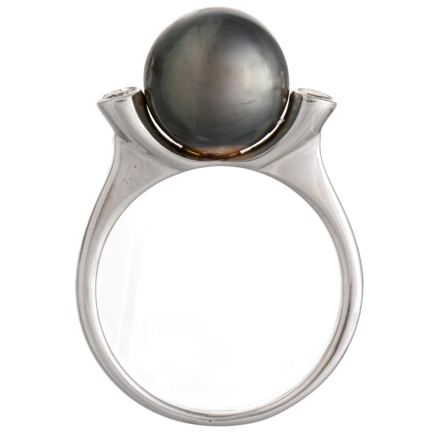 18KW Tahitian Pearl & Diamond(0.20)  Ring-4