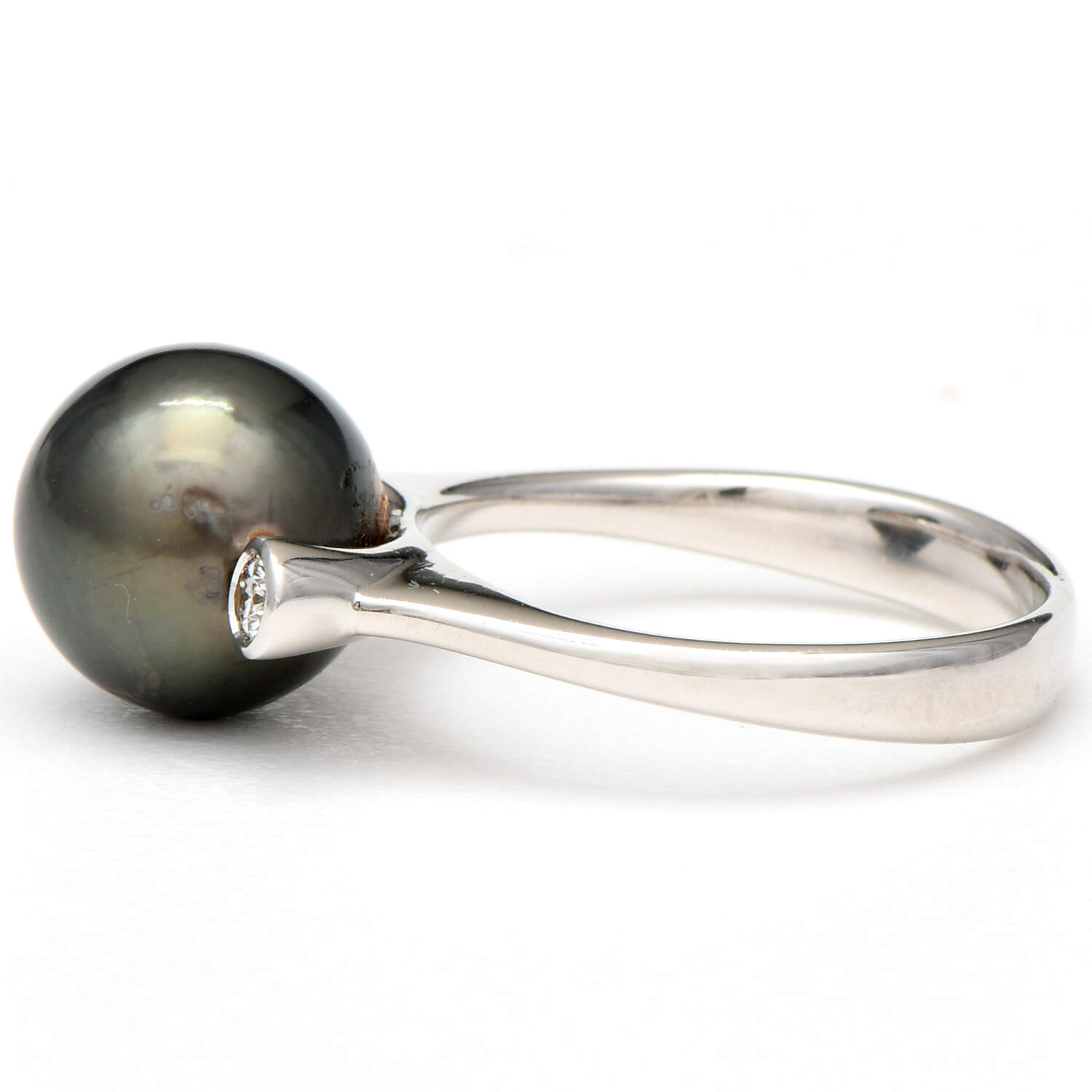 18KW Tahitian Pearl & Diamond(0.20)  Ring-3
