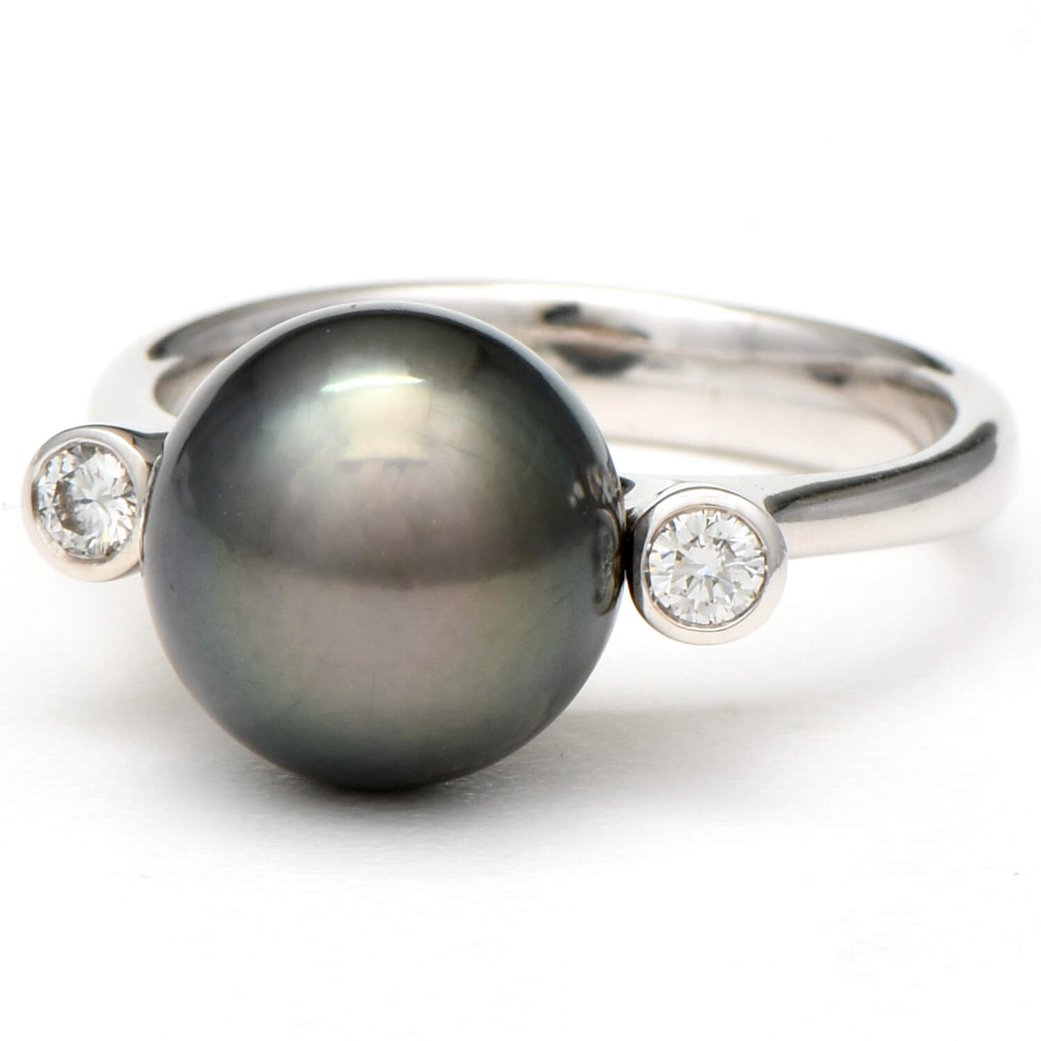 18KW Tahitian Pearl & Diamond(0.20)  Ring-1