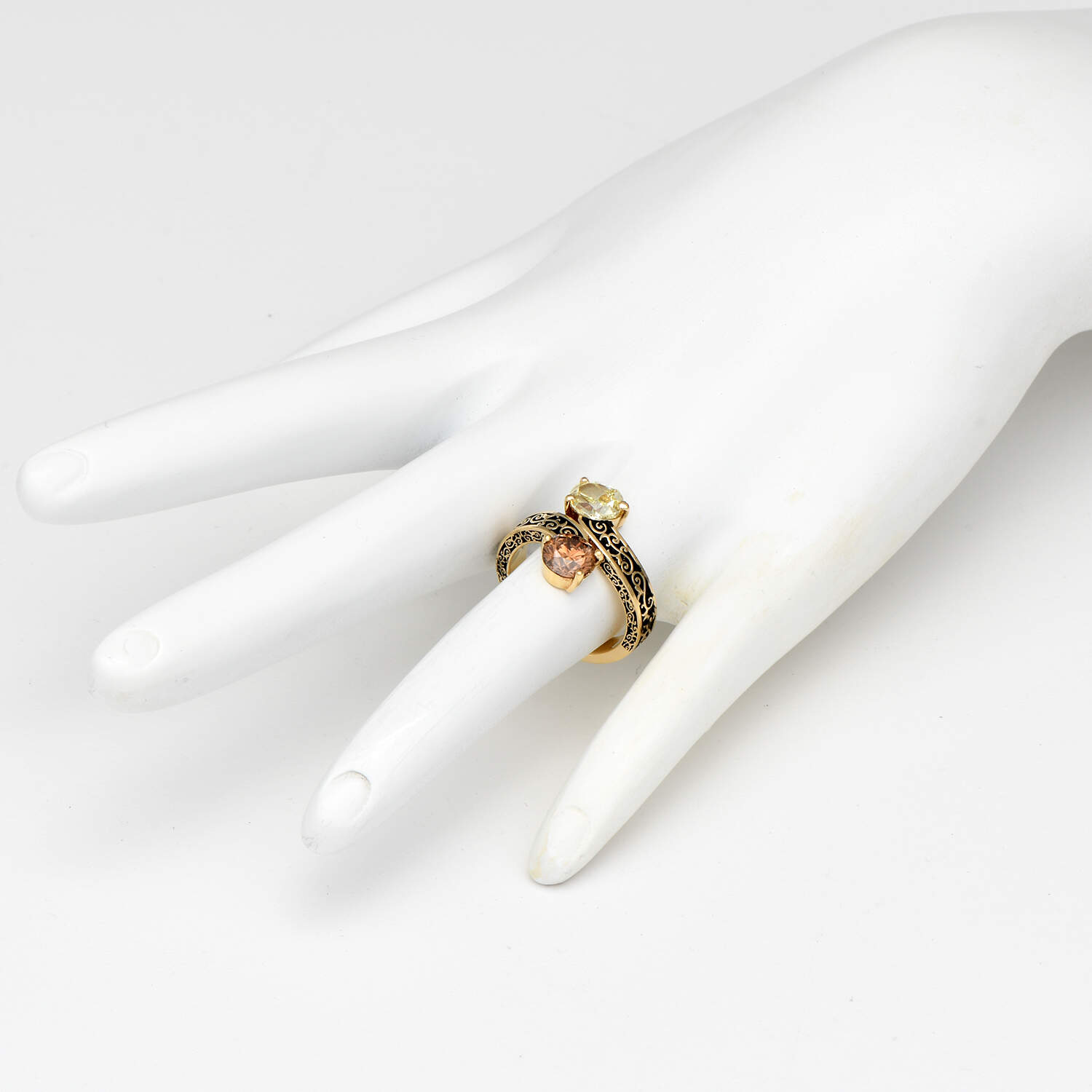 18KY GIA Yellow & Brown Fancy Diamond(1.99) Bypass Ring-6
