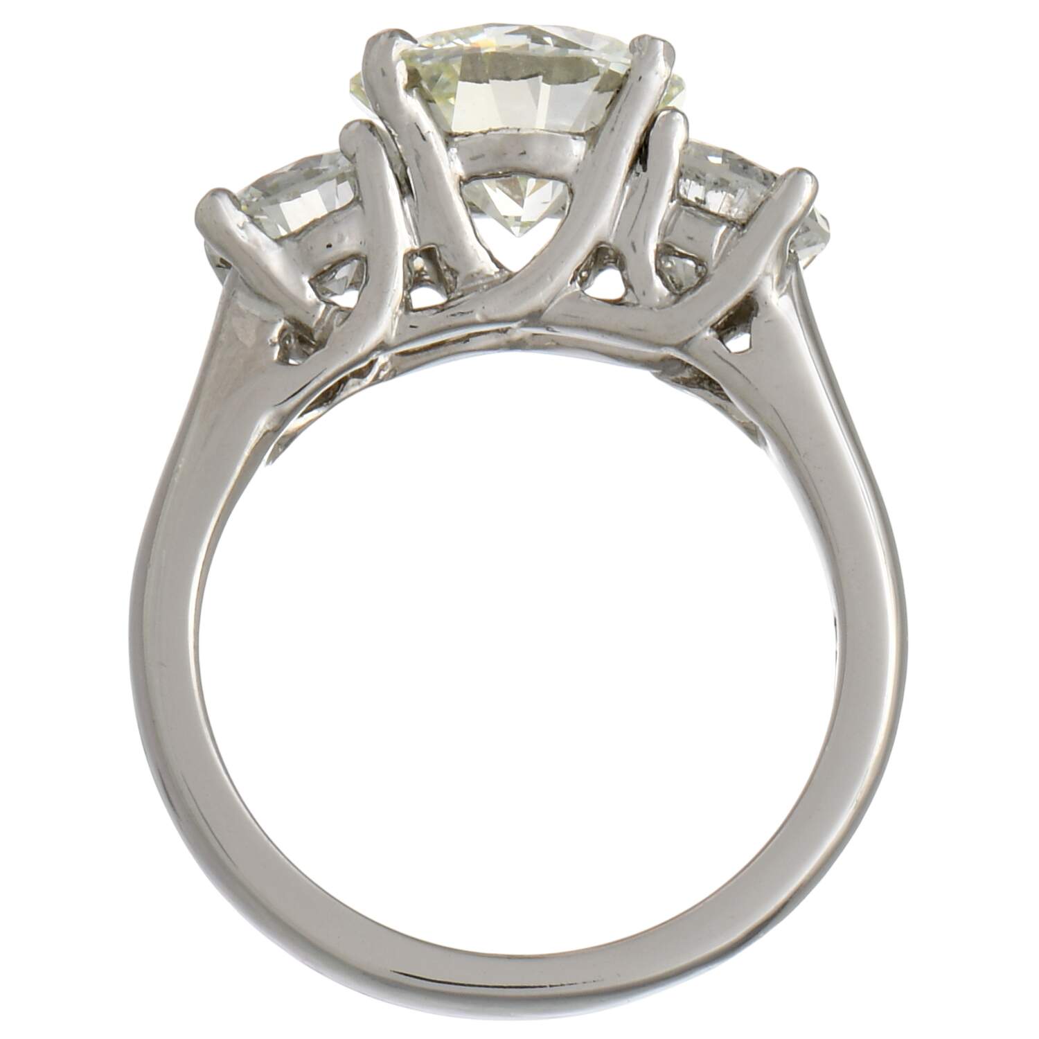 Platinum Three Stone Brilliant Diamond(3.26) Ring-5