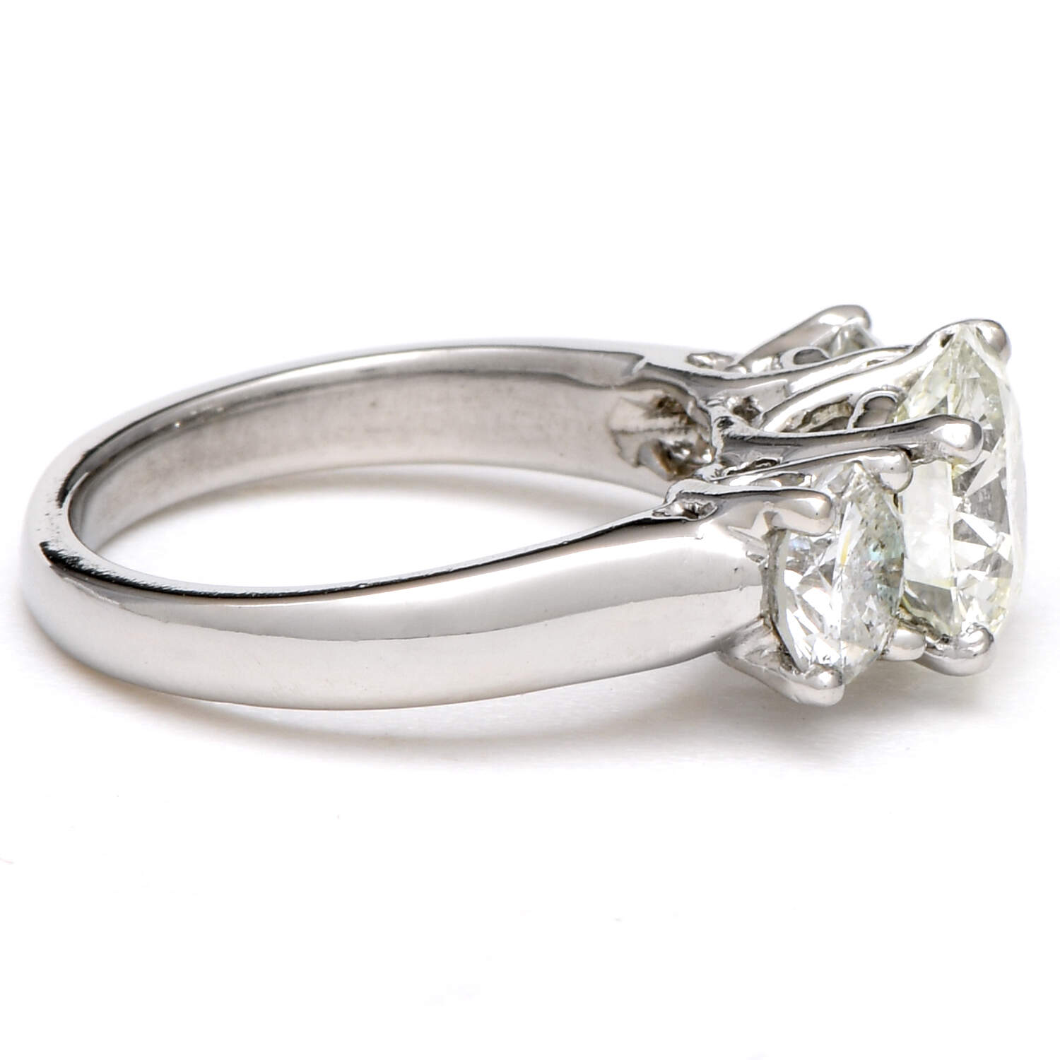 Platinum Three Stone Brilliant Diamond(3.26) Ring-4