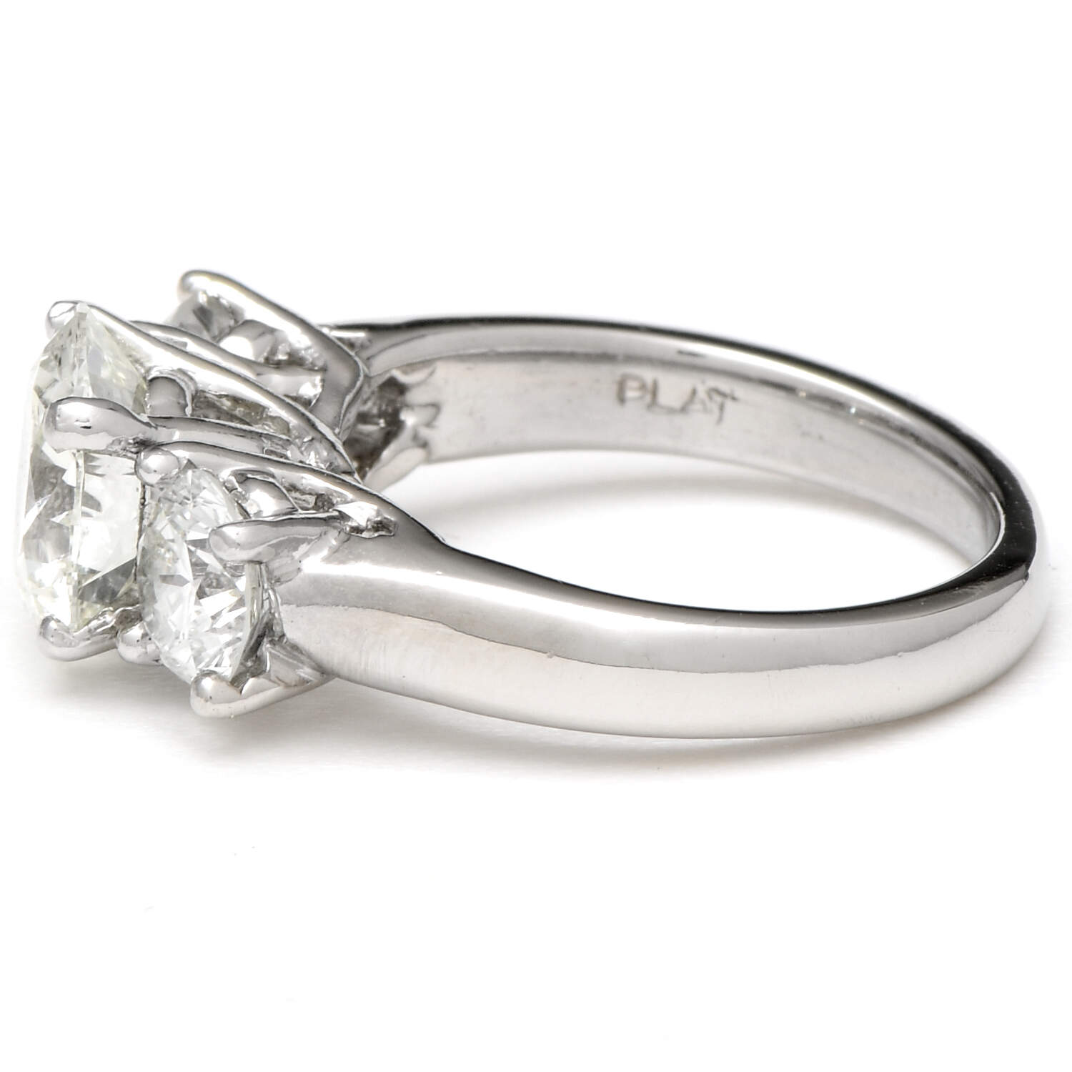 Platinum Three Stone Brilliant Diamond(3.26) Ring-3