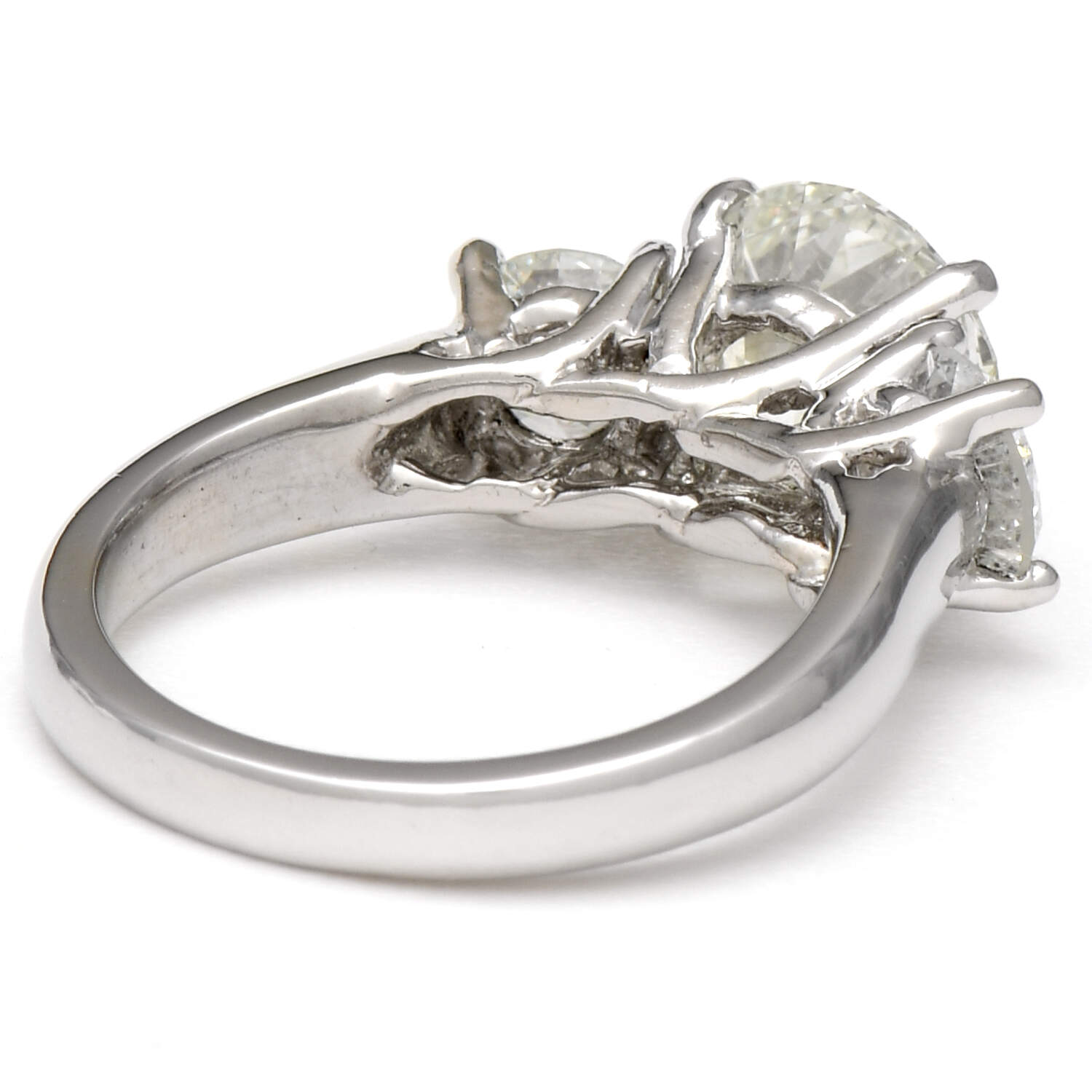 Platinum Three Stone Brilliant Diamond(3.26) Ring-2