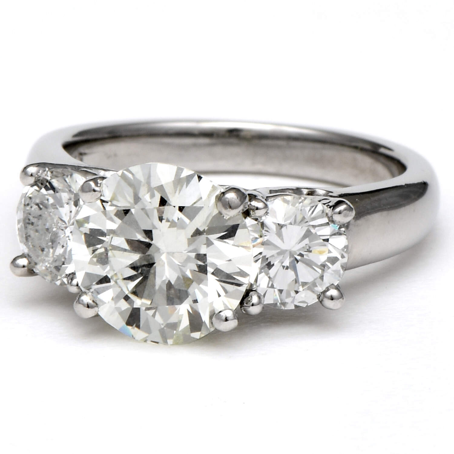 Platinum Three Stone Brilliant Diamond(3.26) Ring-1