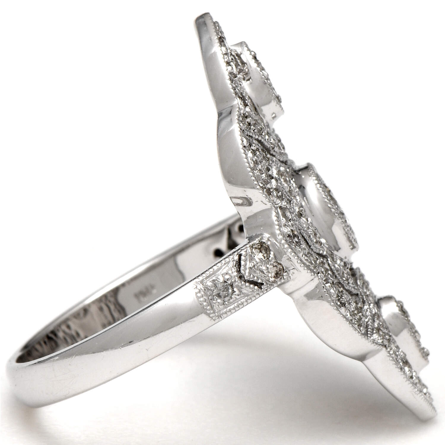 14KW Pave Diamond(0.60) Shield Ring-4