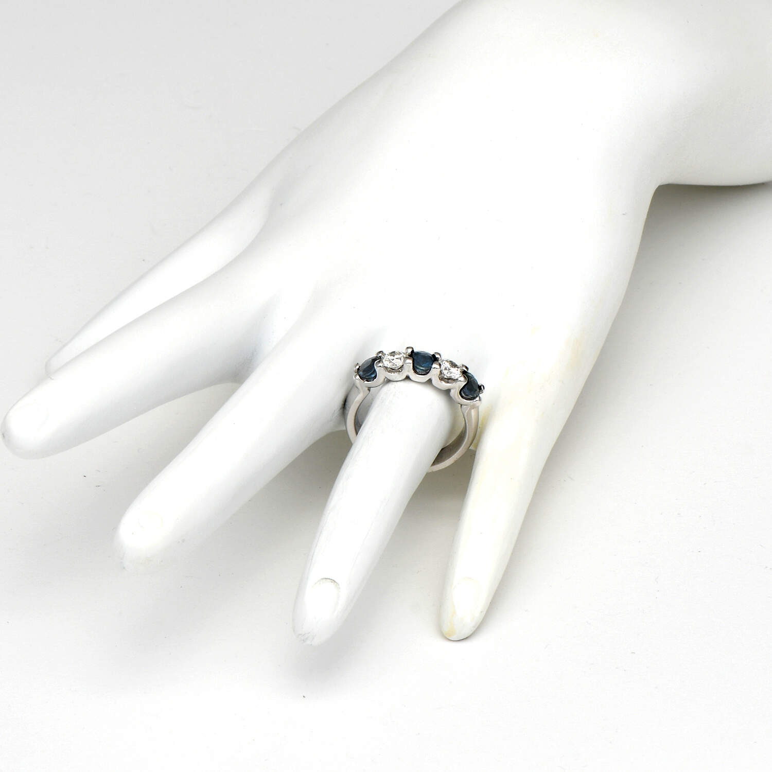 14KW Sapphire(1.38) and Diamond(0.62) Band Ring-2