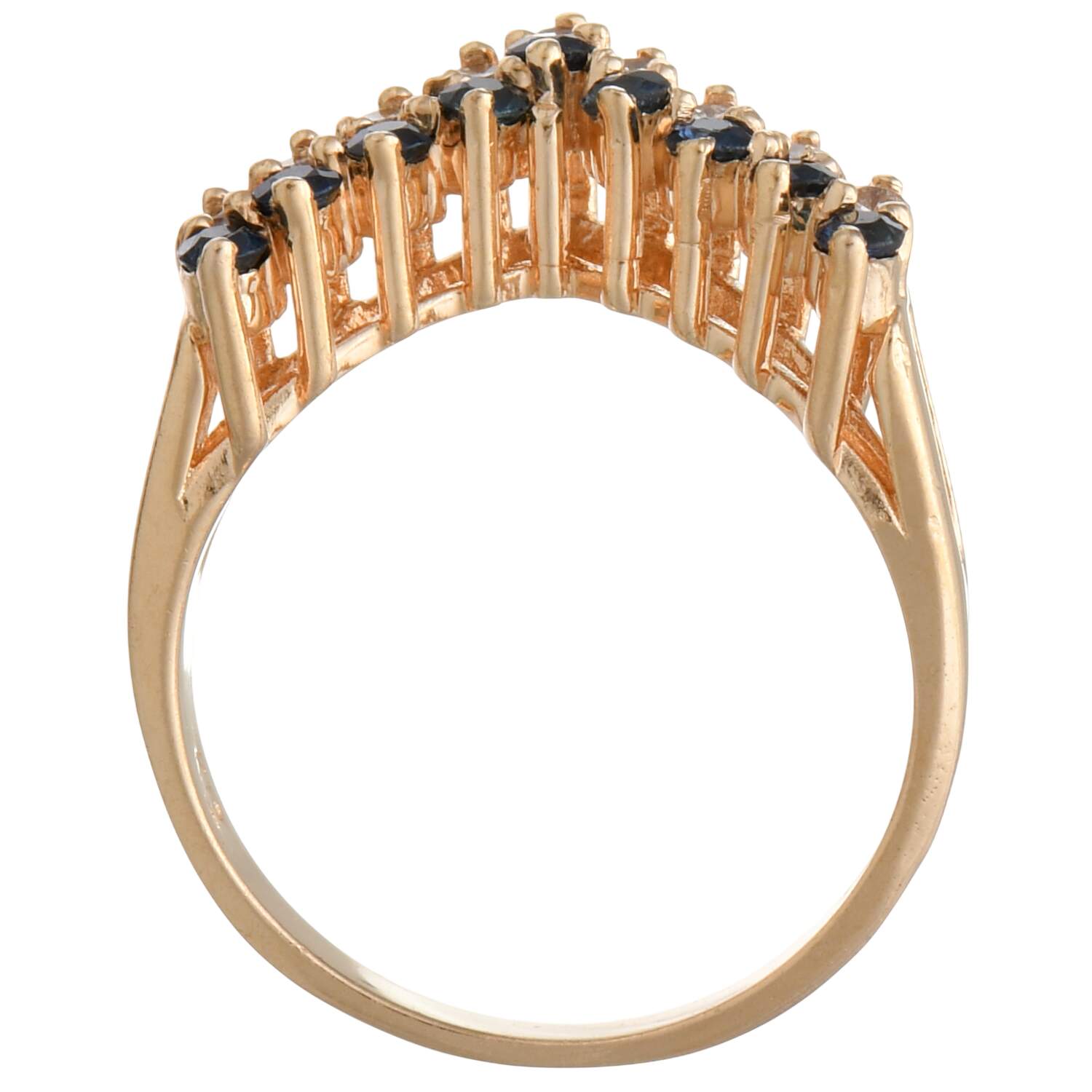 14KY Sapphire(0.36) & Diamond(0.18) Chevron Ring-5