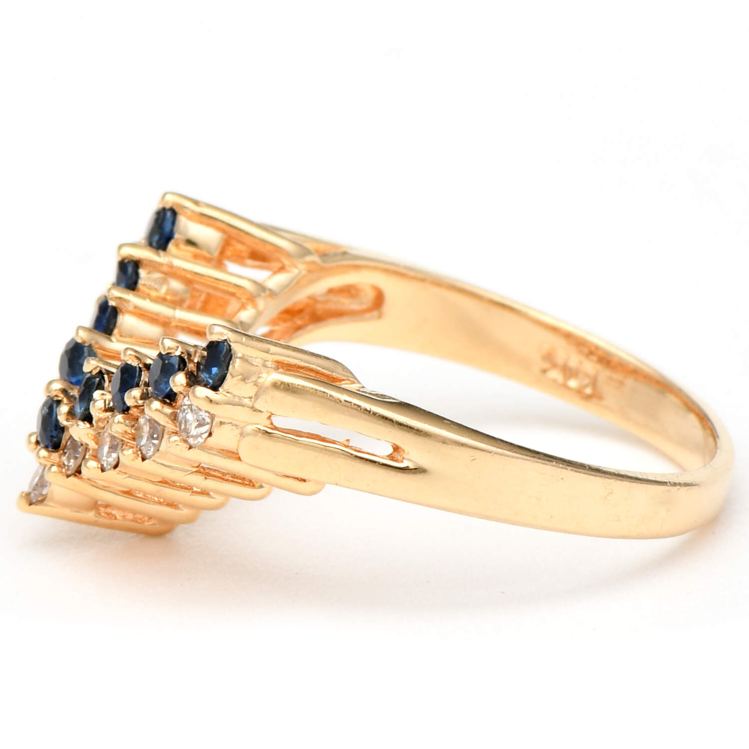 14KY Sapphire(0.36) & Diamond(0.18) Chevron Ring-3
