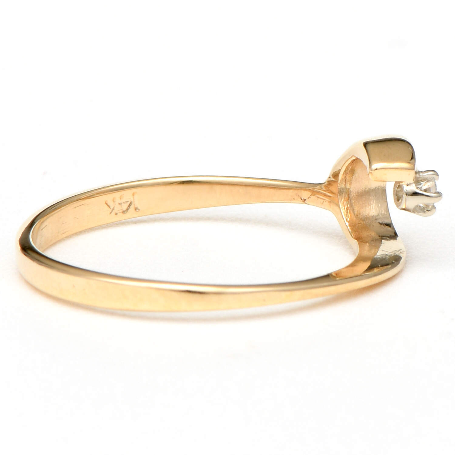 14KY Petite Diamond Open Swirl Ring-4