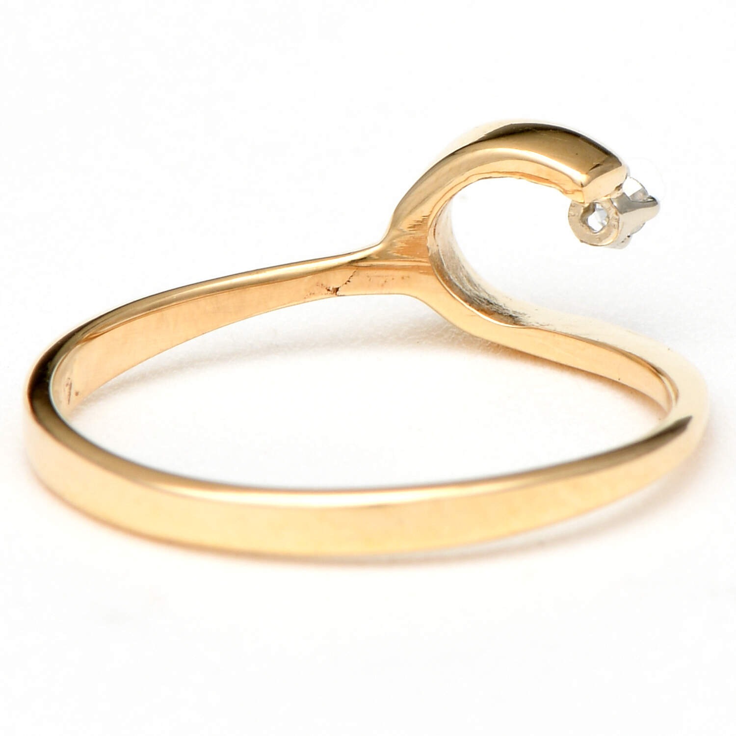 14KY Petite Diamond Open Swirl Ring-2