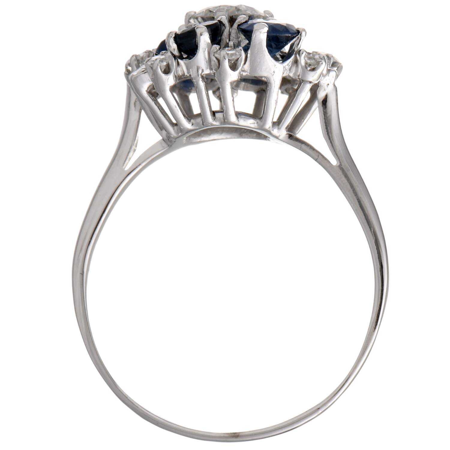 14KW Vintage Diamond(0.84) & Sapphire(1.38) Cluster Ring-5