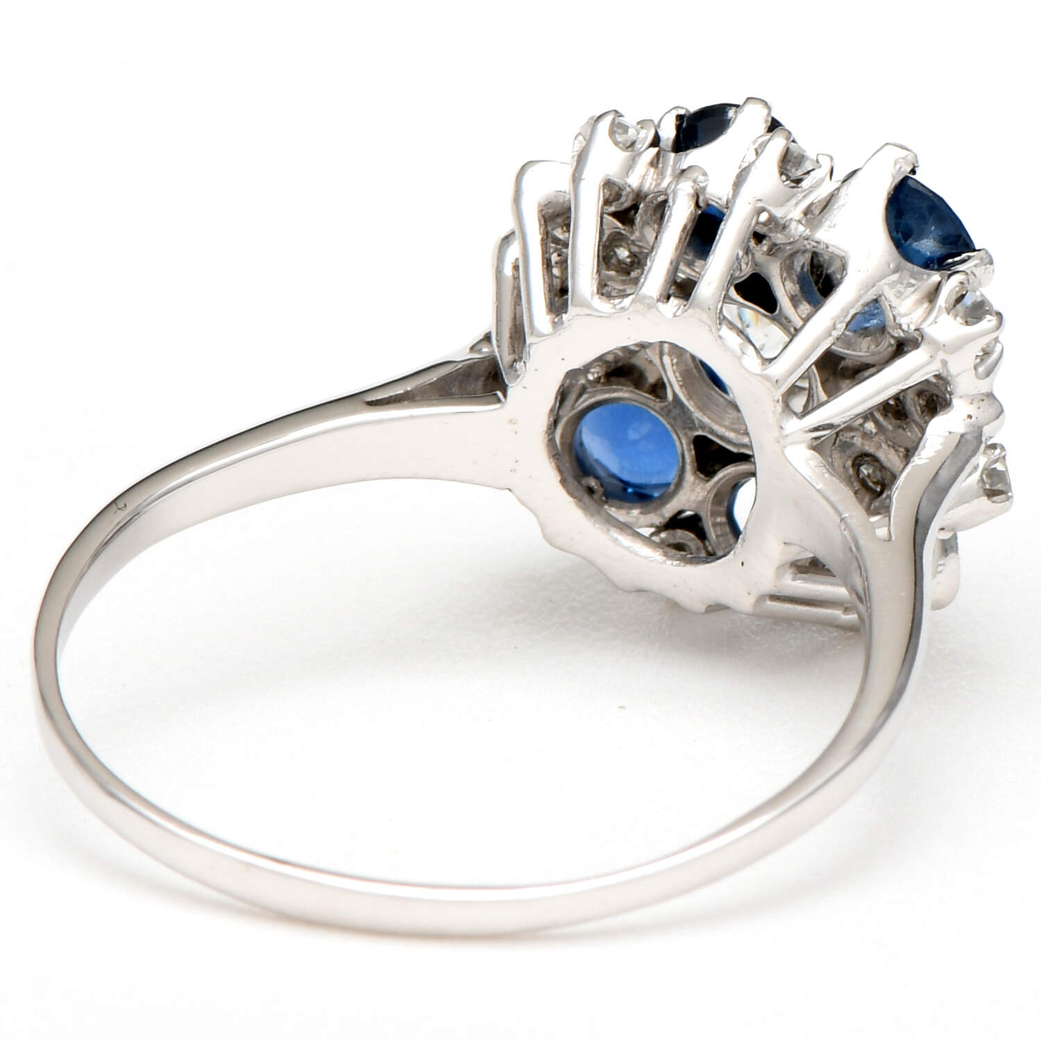 14KW Vintage Diamond(0.84) & Sapphire(1.38) Cluster Ring-2