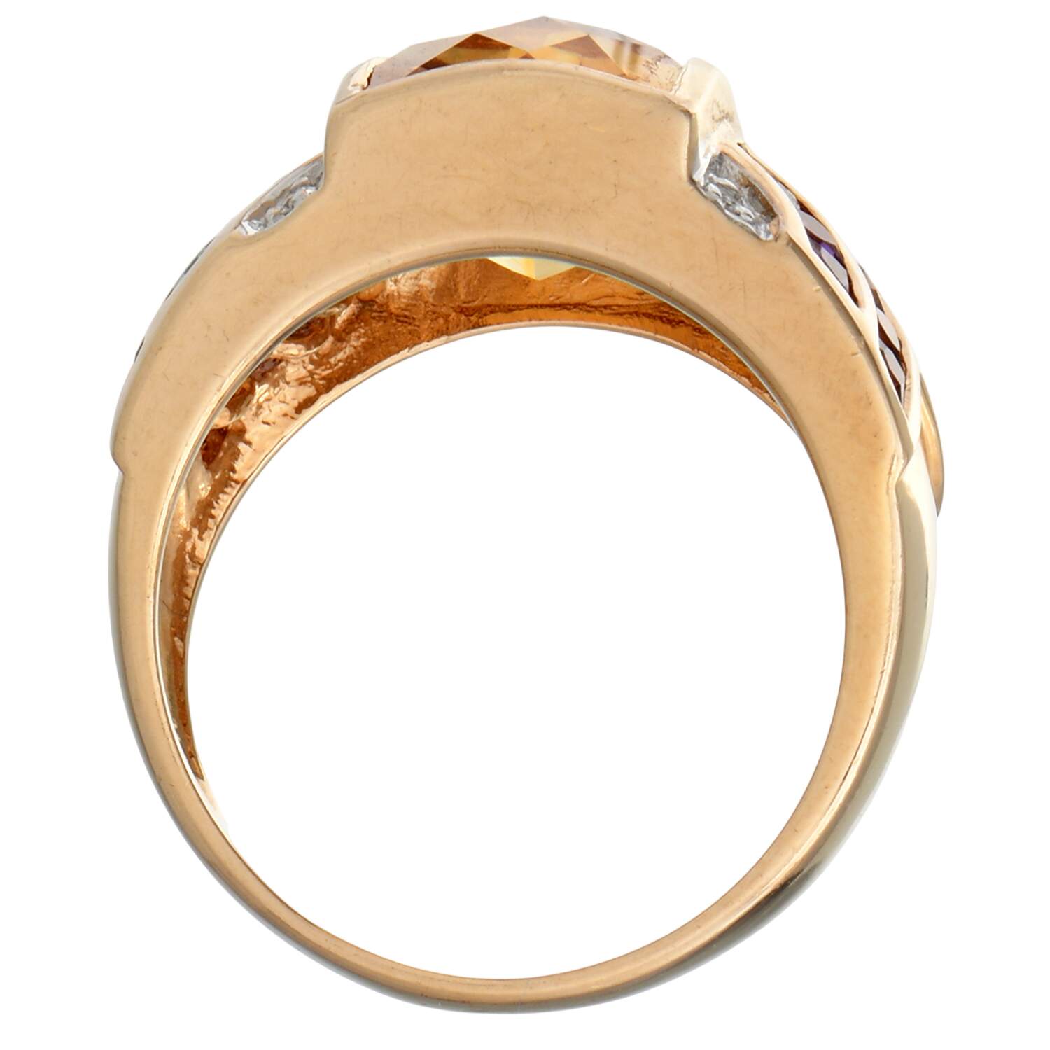14KY Citrine(5.85) & Multi Gemstone Band Ring-5