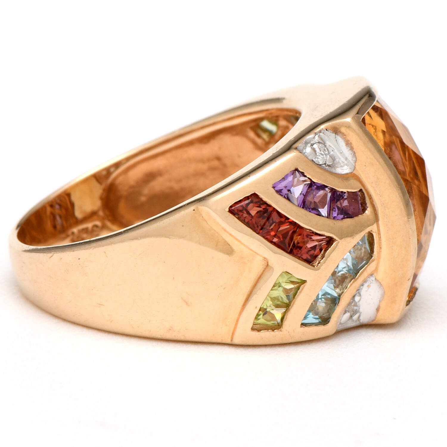 14KY Citrine(5.85) & Multi Gemstone Band Ring-4