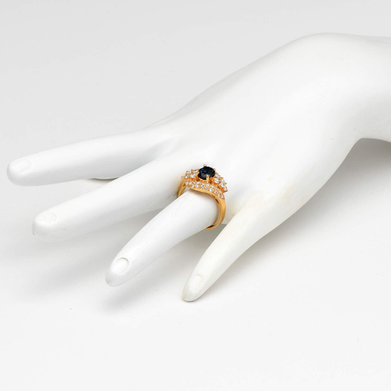 18KY Sapphire(1.10) & Diamond(0.66) Ring-6