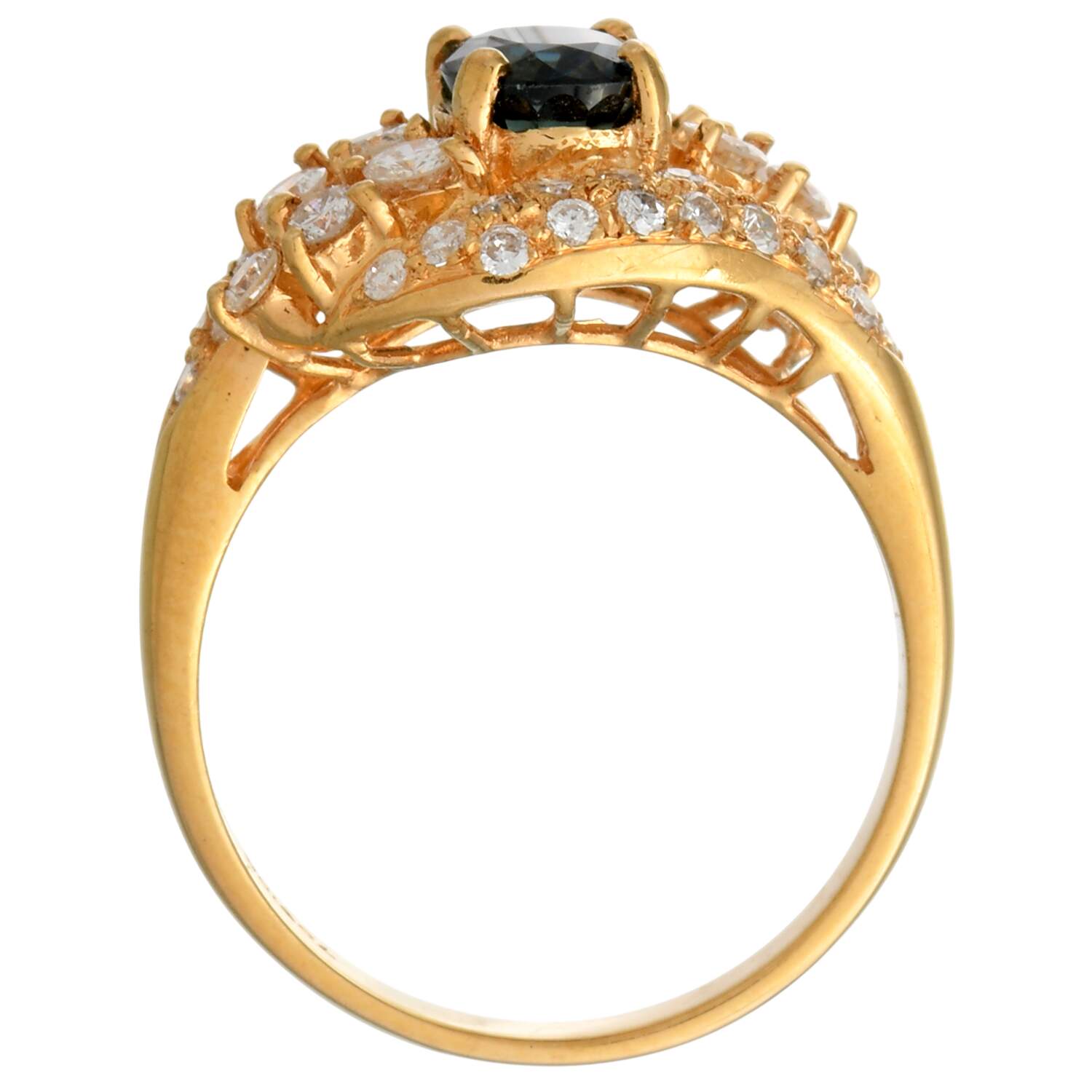 18KY Sapphire(1.10) & Diamond(0.66) Ring-5