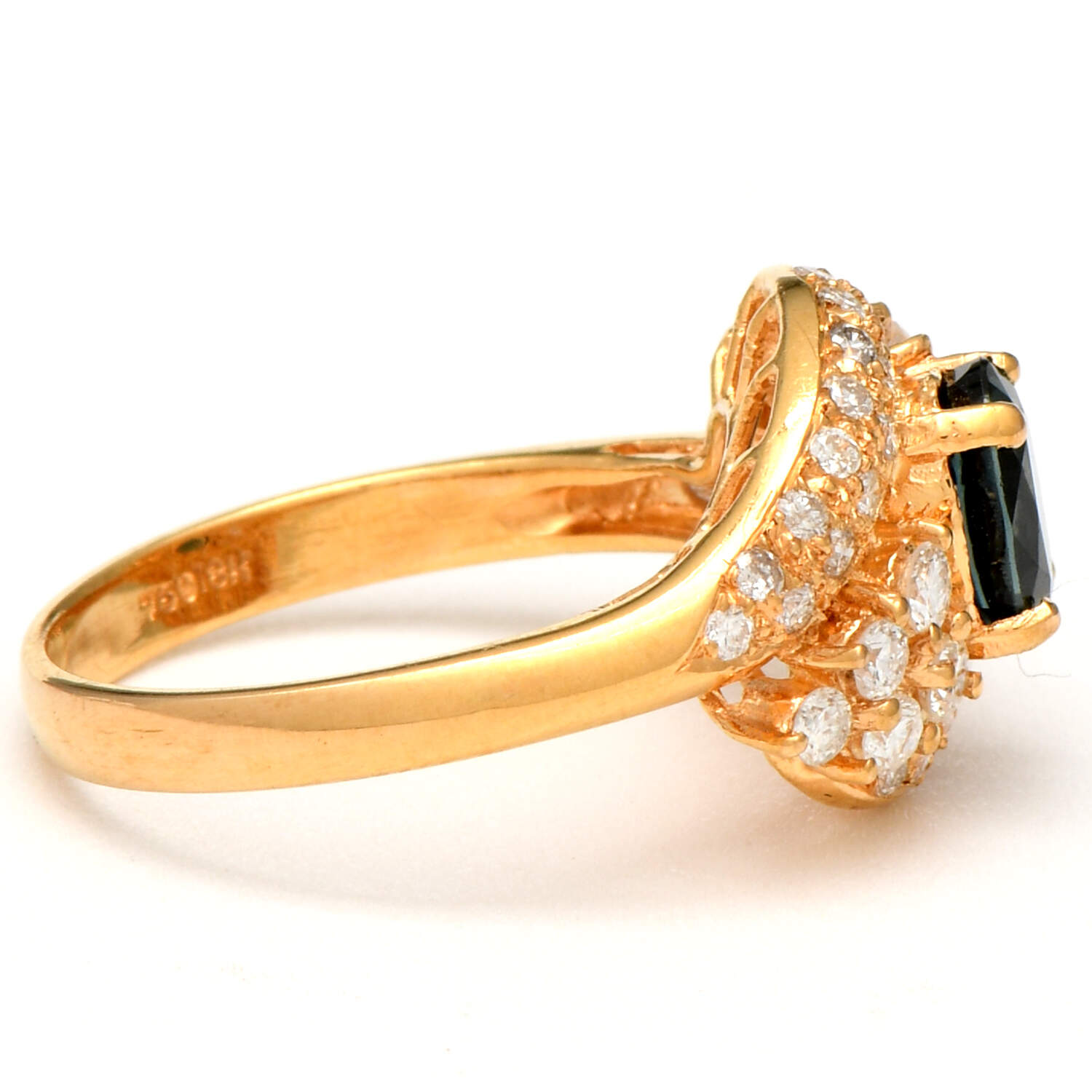 18KY Sapphire(1.10) & Diamond(0.66) Ring-4