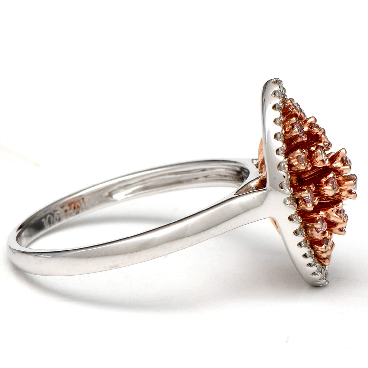 18KWR Pink & White Diamond Navette(0.30) Ring-4