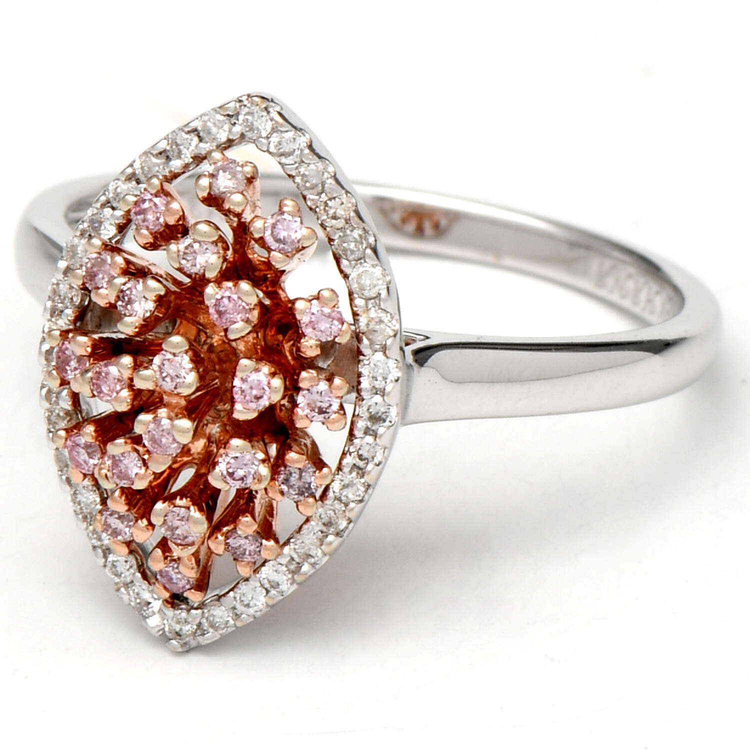 18KWR Pink & White Diamond Navette(0.30) Ring-1