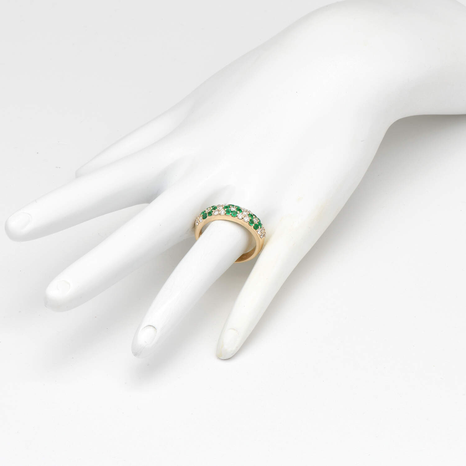 14KY Diamond(0.50) & Emerald(0.40) Floral Band Ring-6