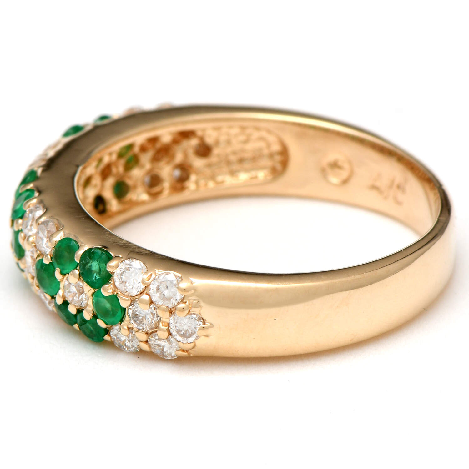 14KY Diamond(0.50) & Emerald(0.40) Floral Band Ring-4