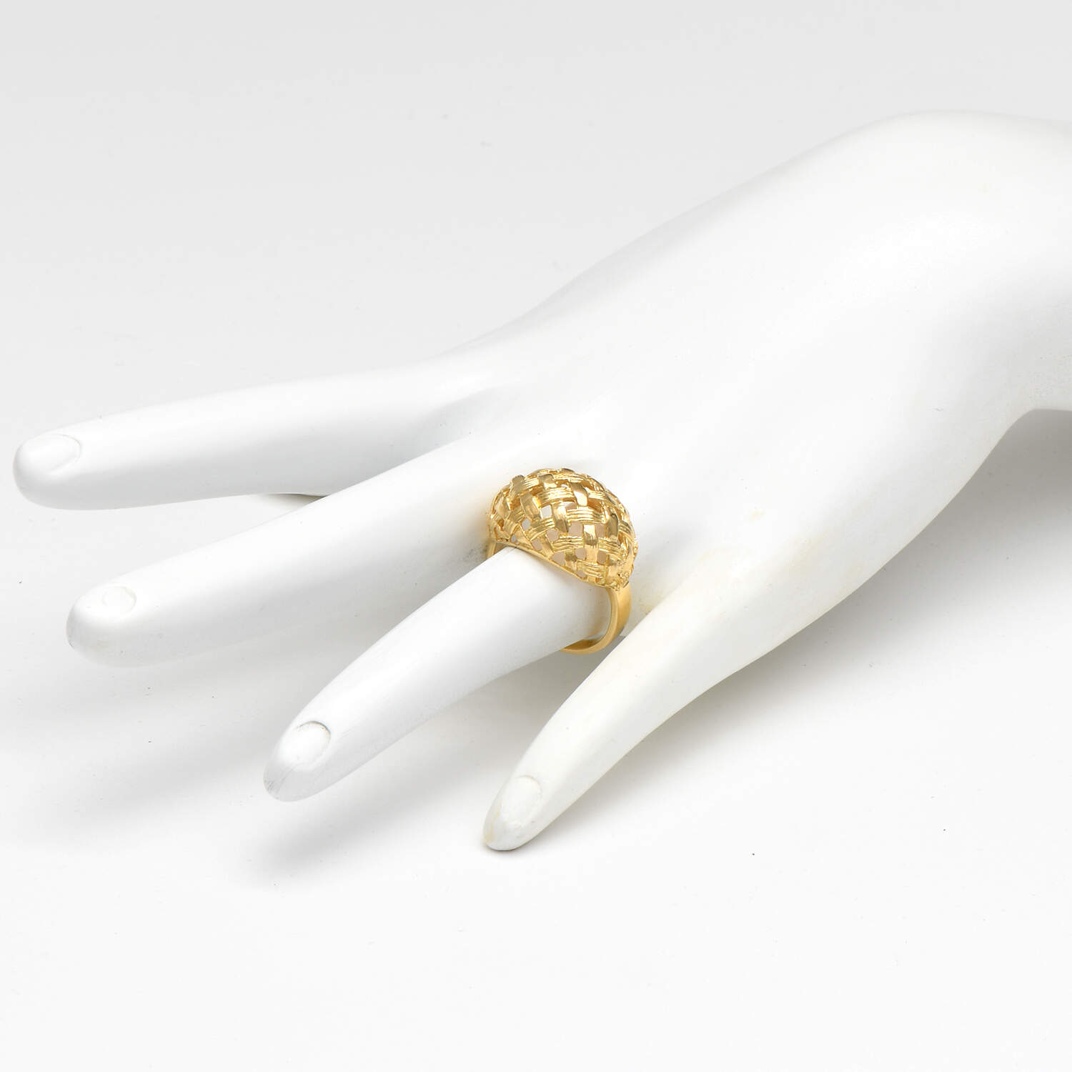 18KY Solid Woven Dome Ring-6