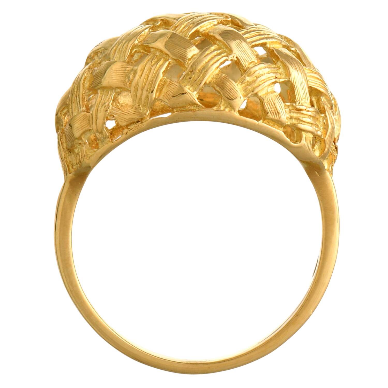 18KY Solid Woven Dome Ring-5