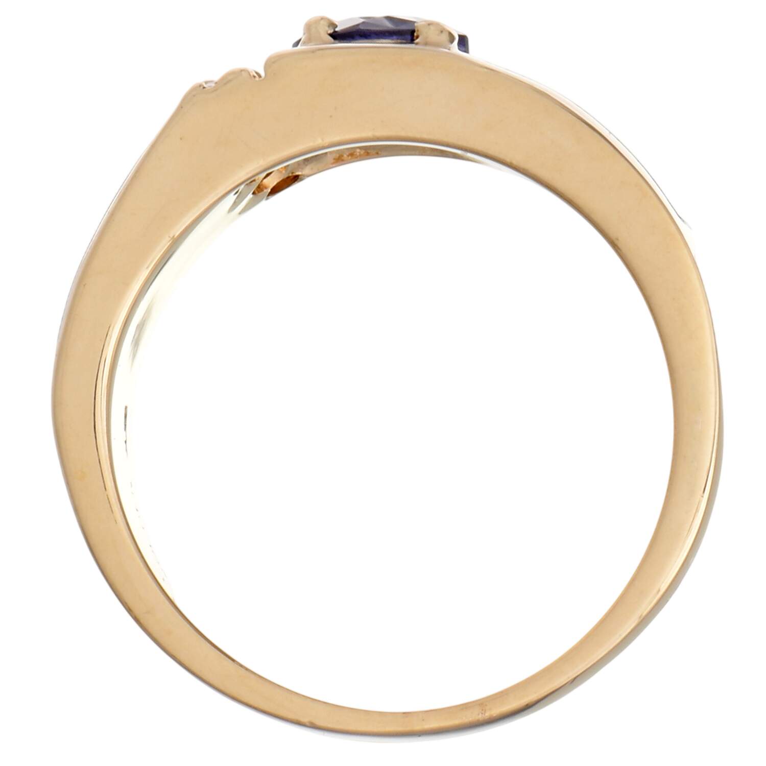 14KY Tanzanite(0.55) & Opal Inlay with Diamond(0.03) Accent Band Ring-5