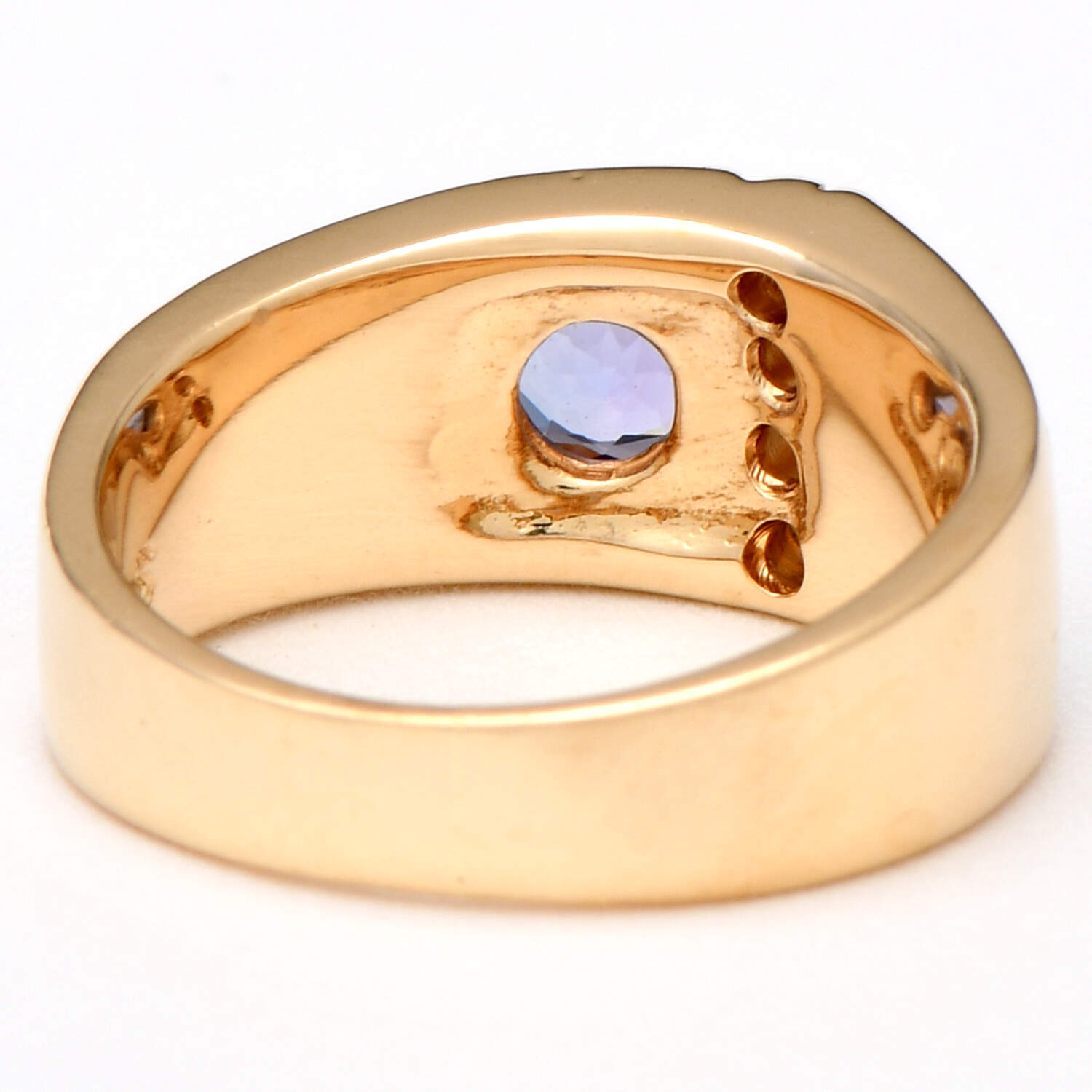 14KY Tanzanite(0.55) & Opal Inlay with Diamond(0.03) Accent Band Ring-2