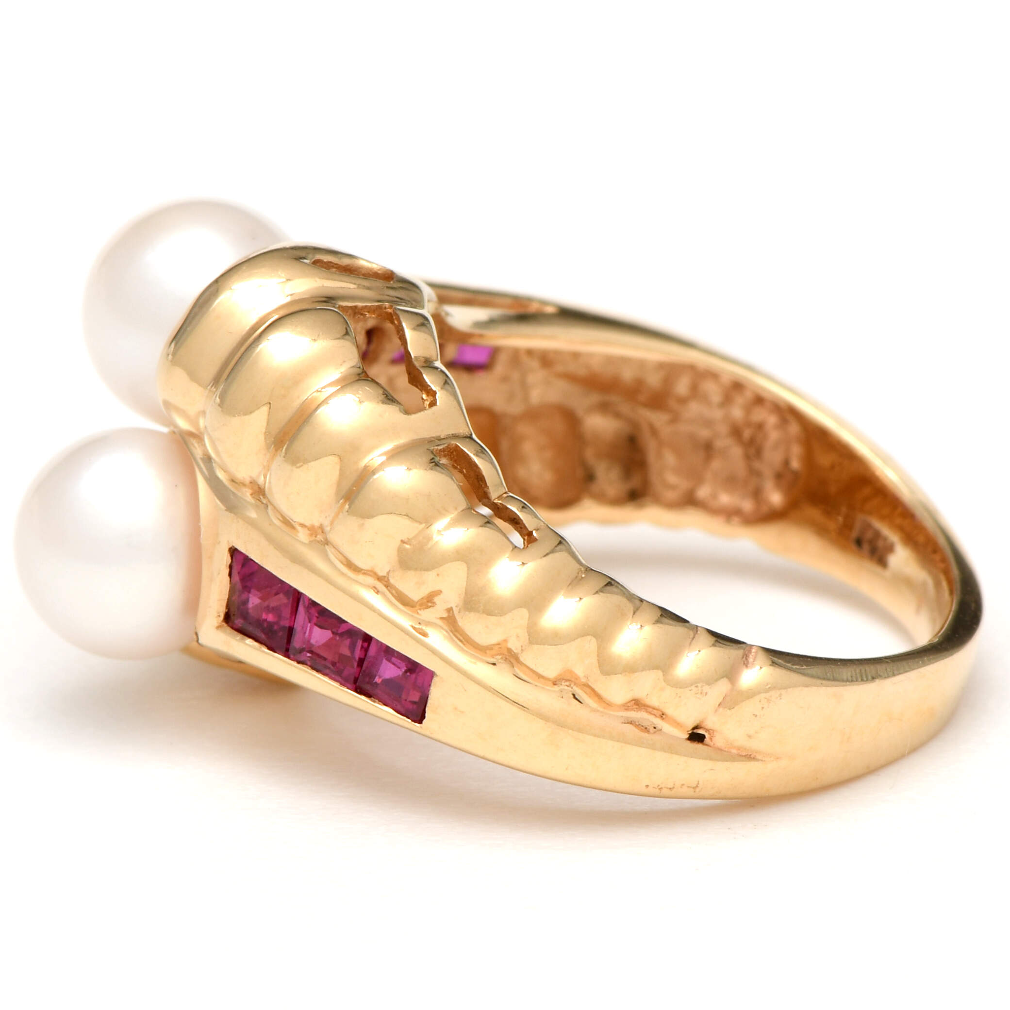 14KY Pearl Duo(6.3-6.4 mm ) & Ruby(0.45) Bypass Ring-3