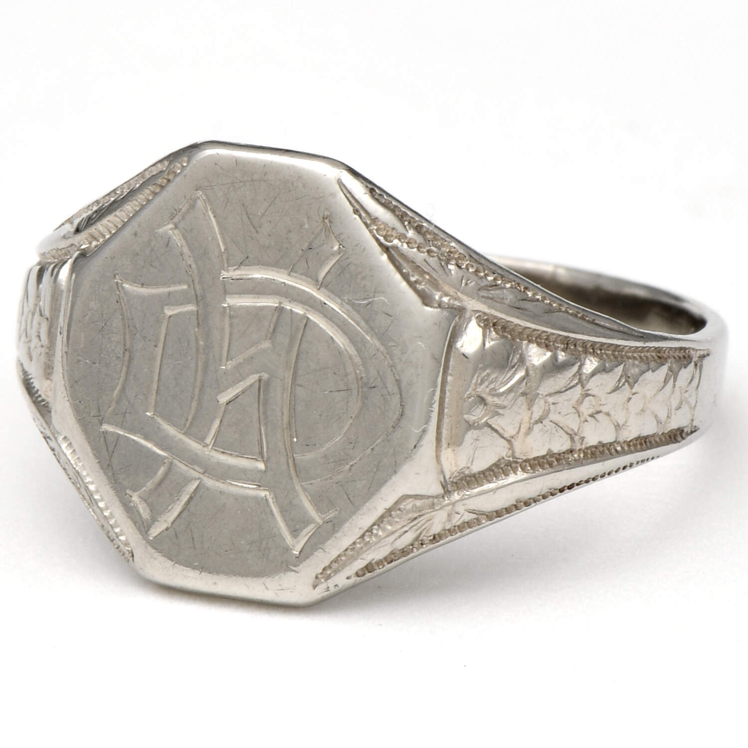 14KW Ostby & Barton Co. Edwardian Monogram "H" Signet Ring-1