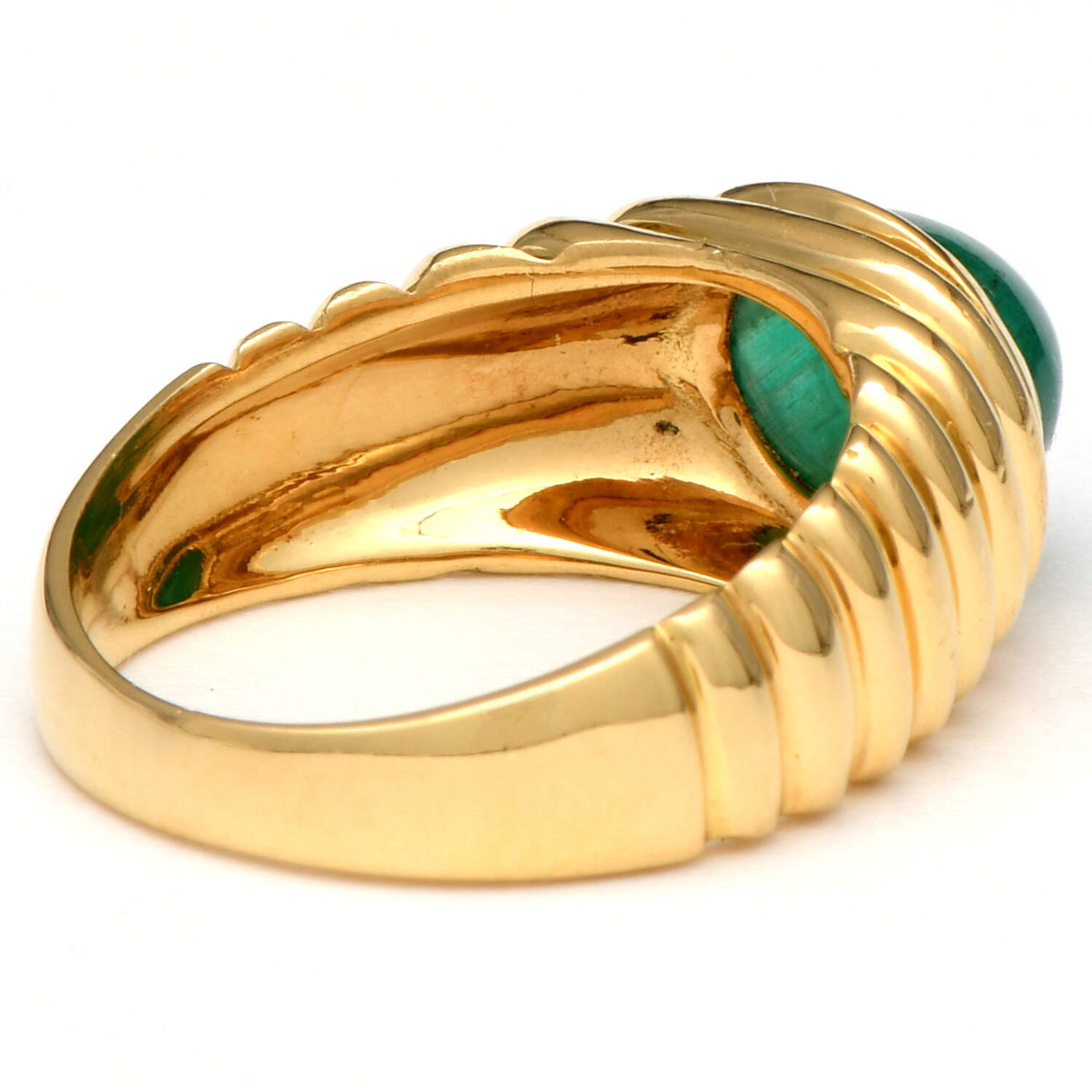 18KY Emerald(2.88) Cabochon Ribbed Ring-2