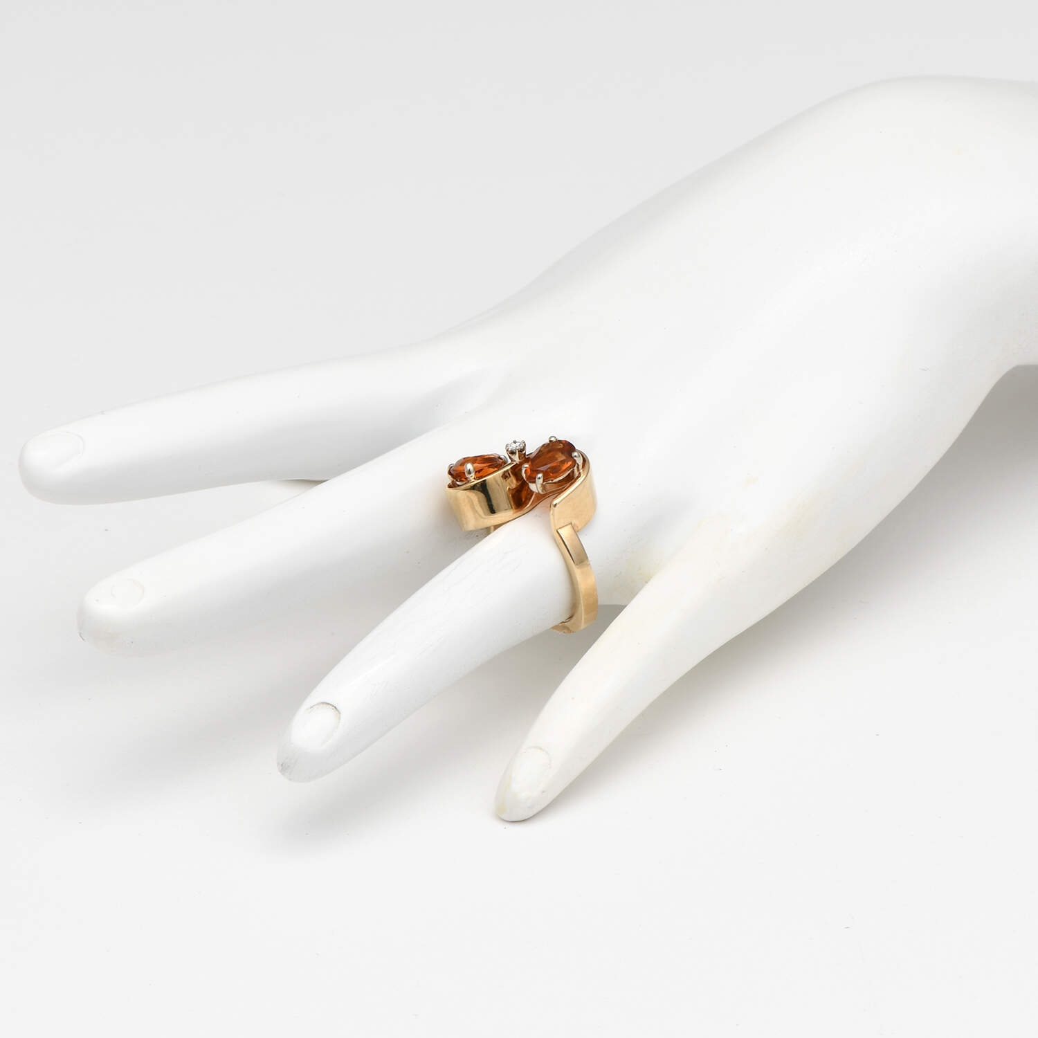 14KY Retro Modern Rich Citrine(1.86) & Diamond(0.03) Bypass Ring-6